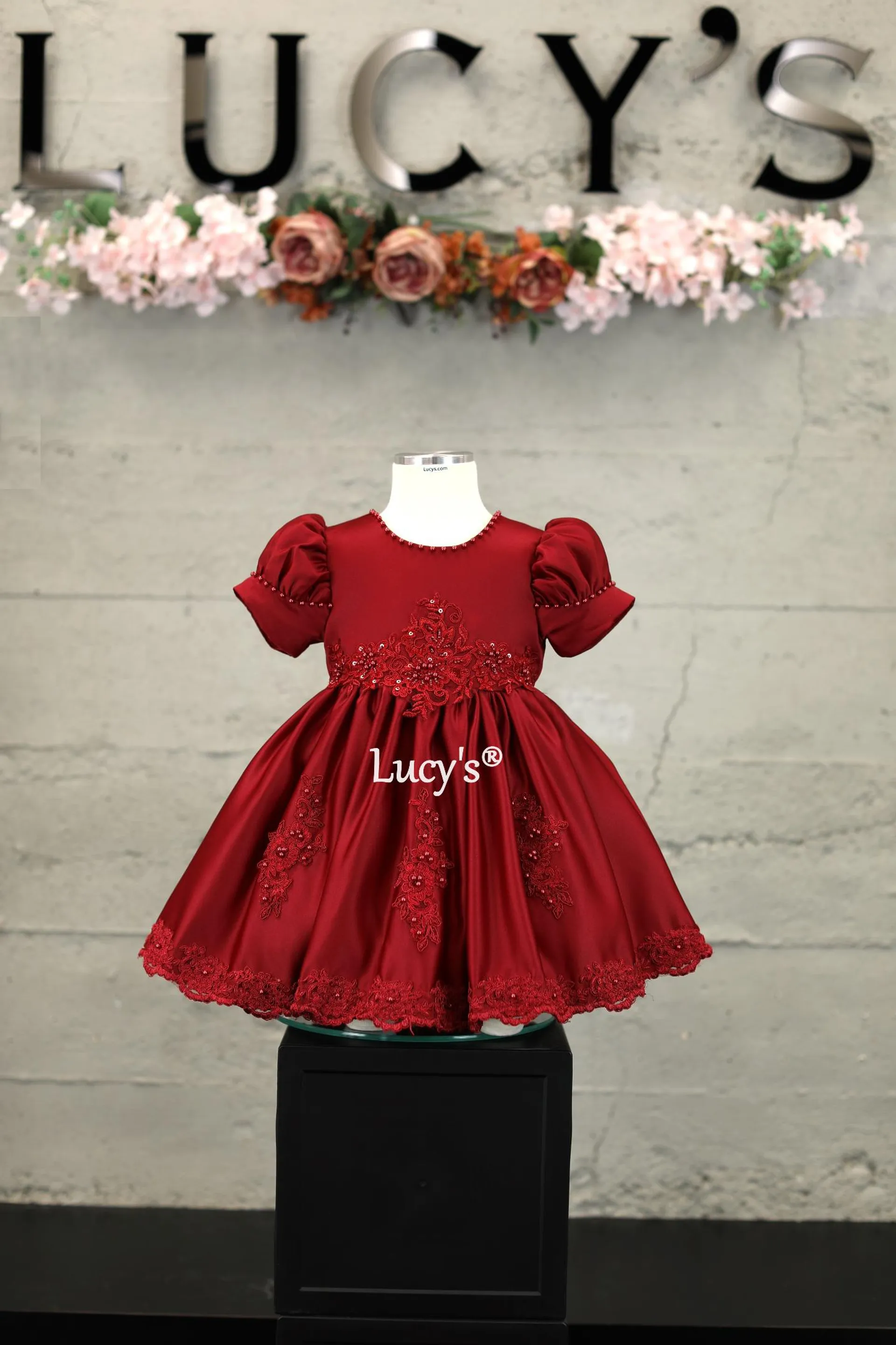 Baby Girl Maroon Premium Flower Girl Dress - Katrina