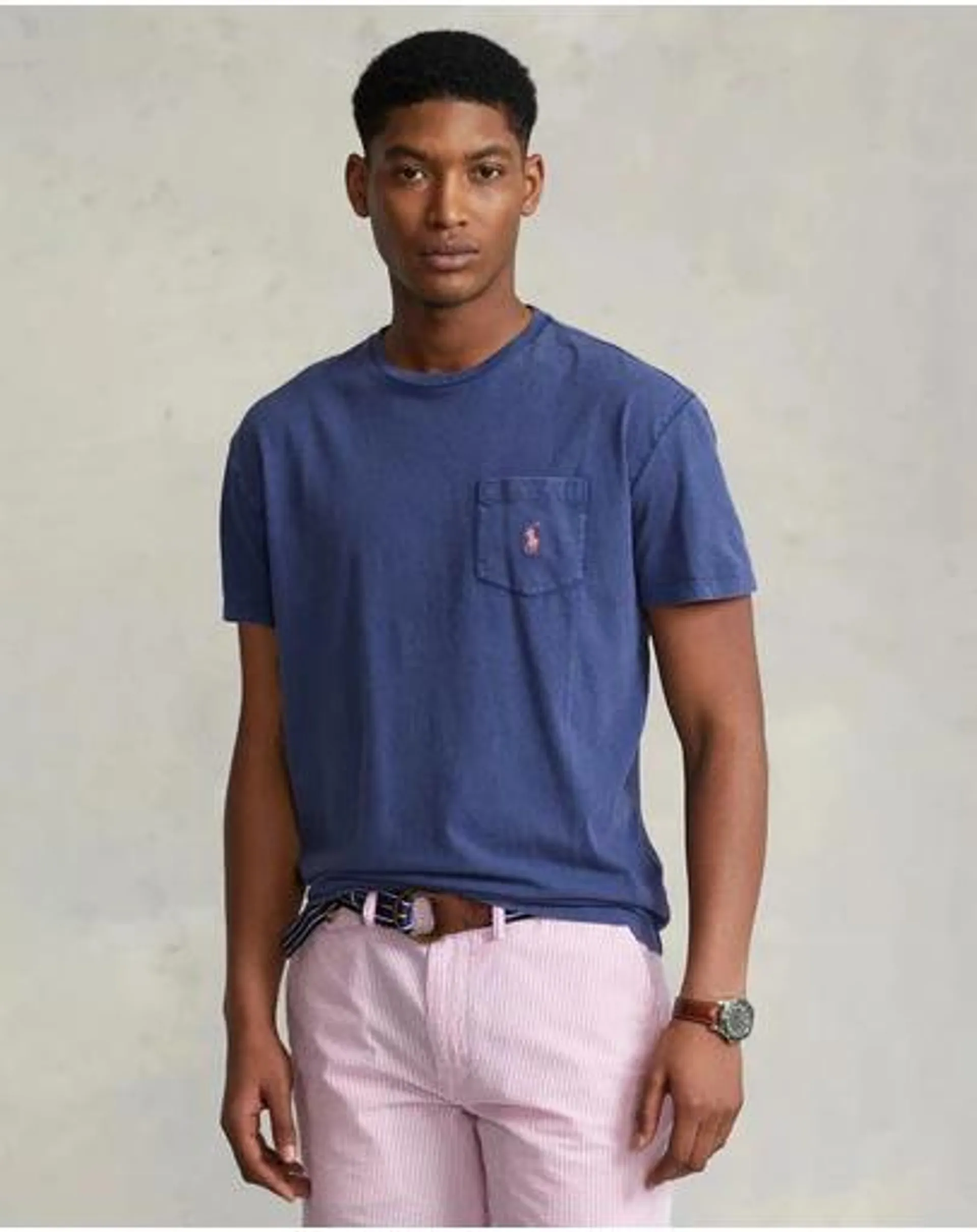 Classic Fit Cotton-Linen Pocket T-Shirt