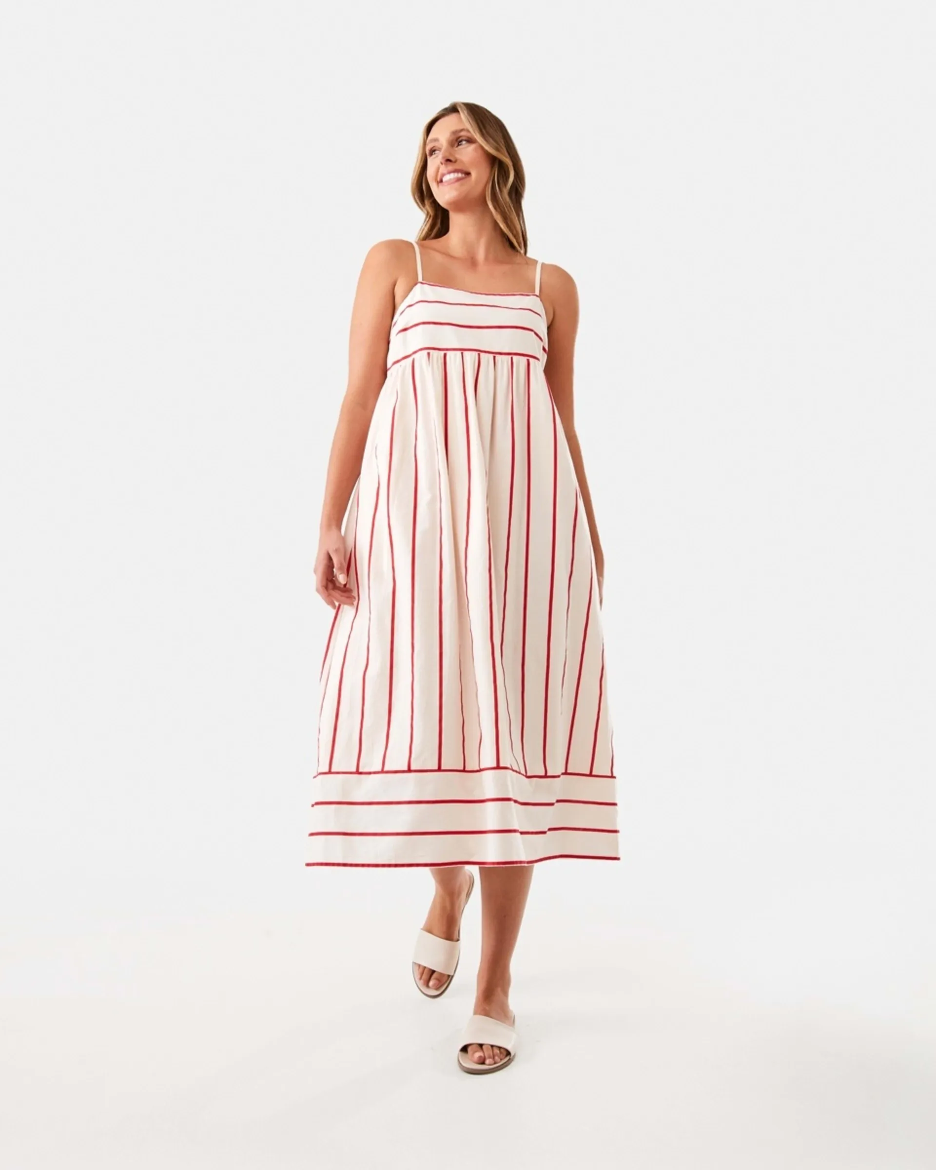 Sleeveless Square Neck A-line Midi Dress