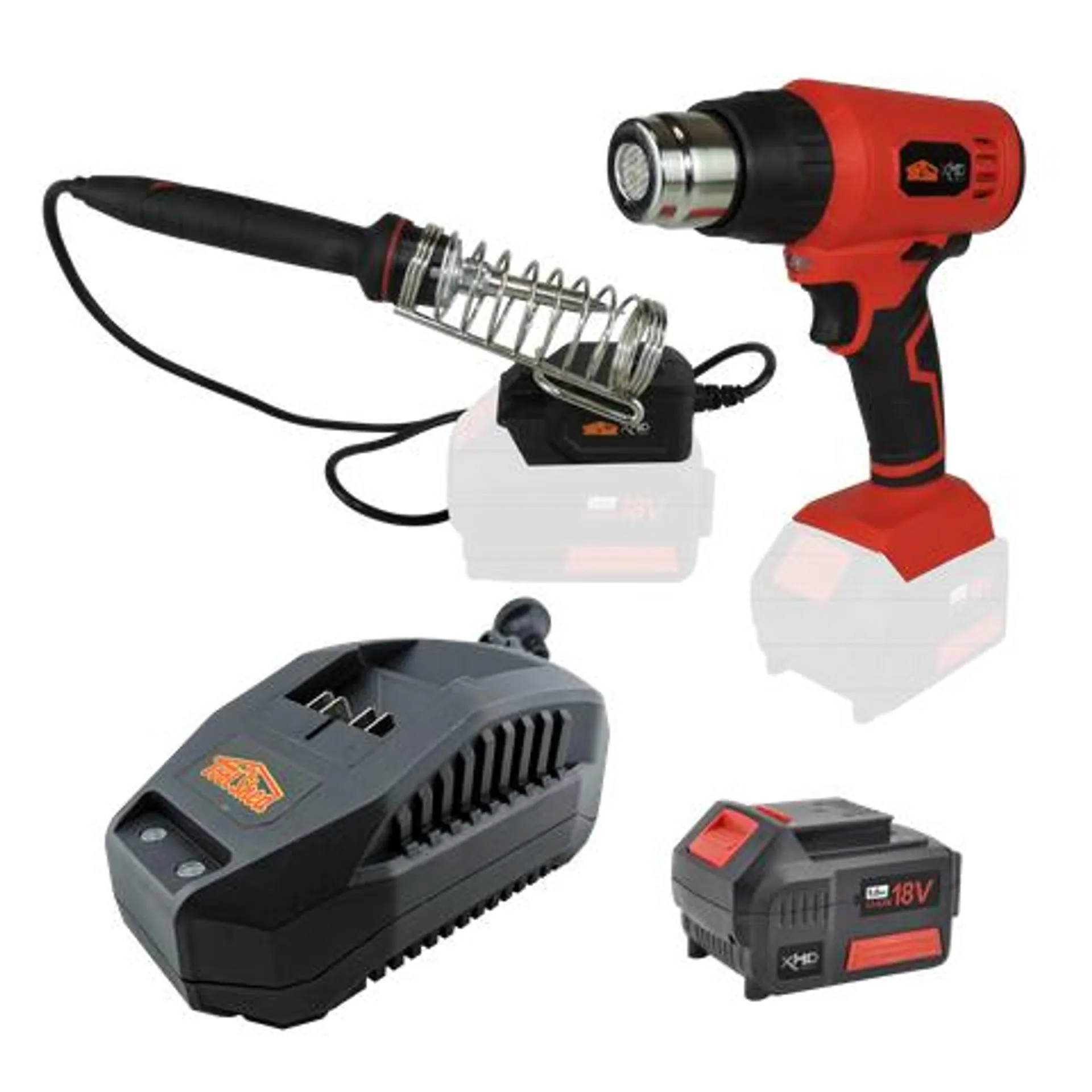 XHD Lithium Cordless Heat Gun and Soldering Iron Kit 18V 5Ah