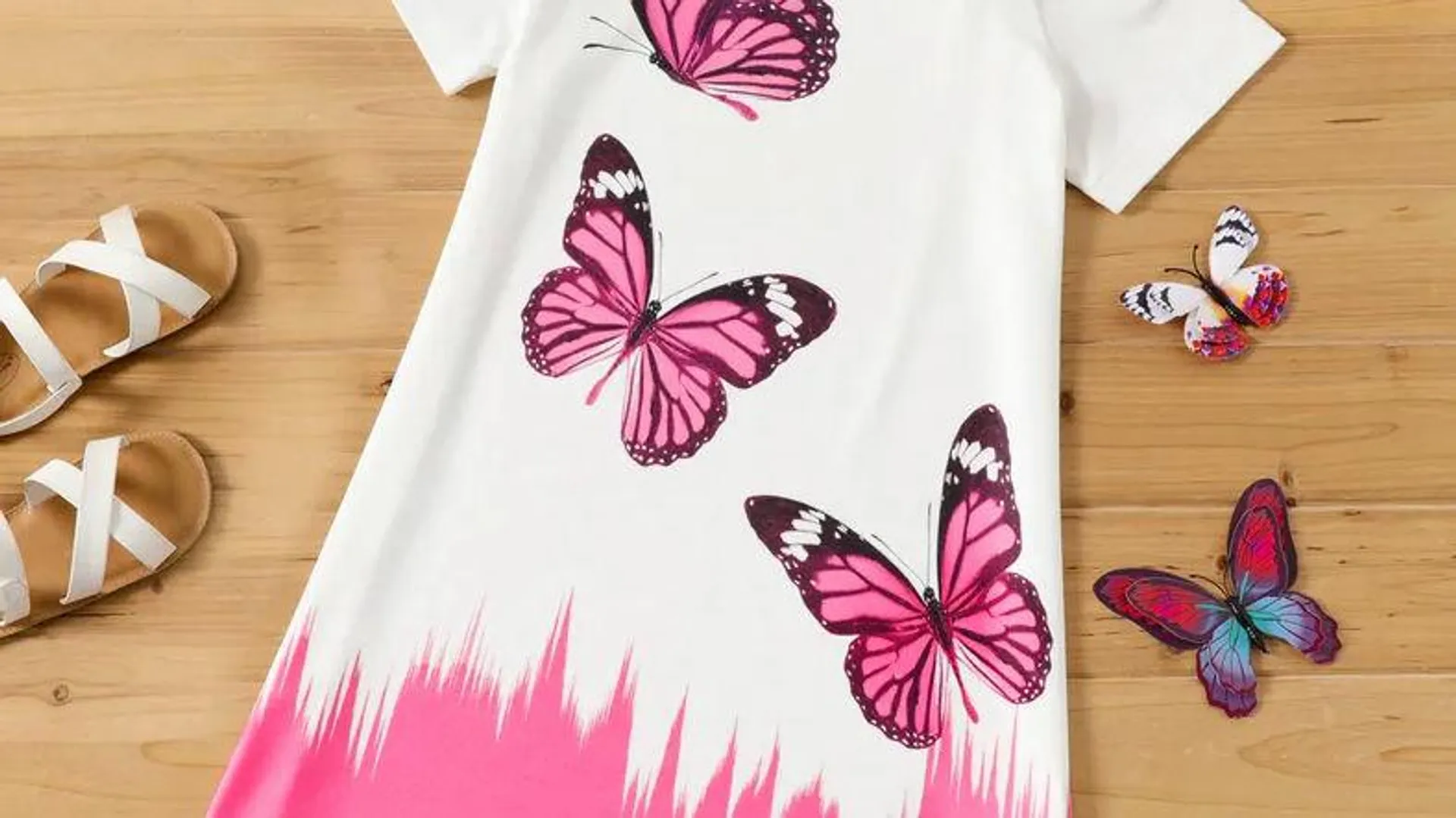 Girl Butterfly Print Short-sleeve dress