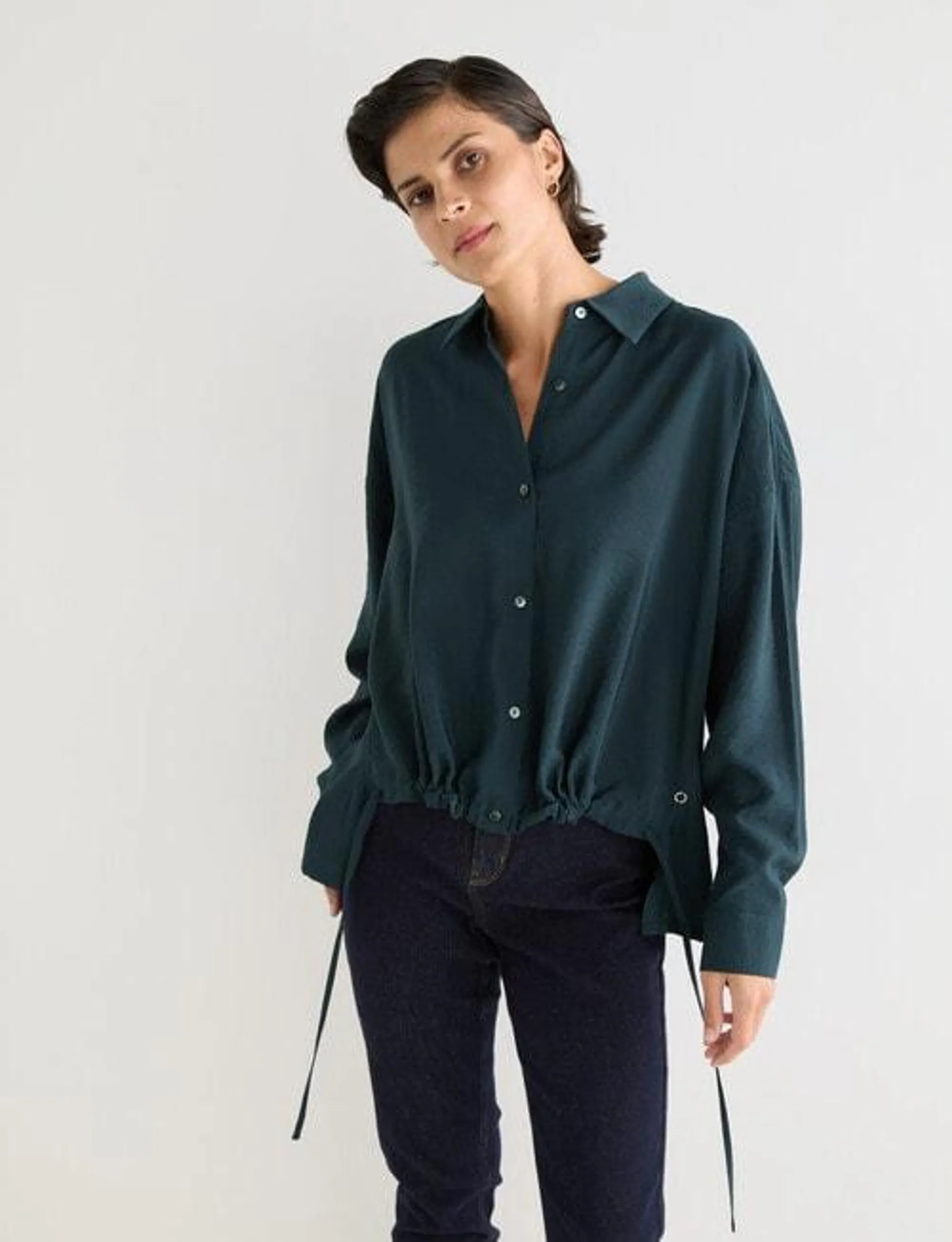 Jigsaw Sofia Long Sleeve Shirt, Forest