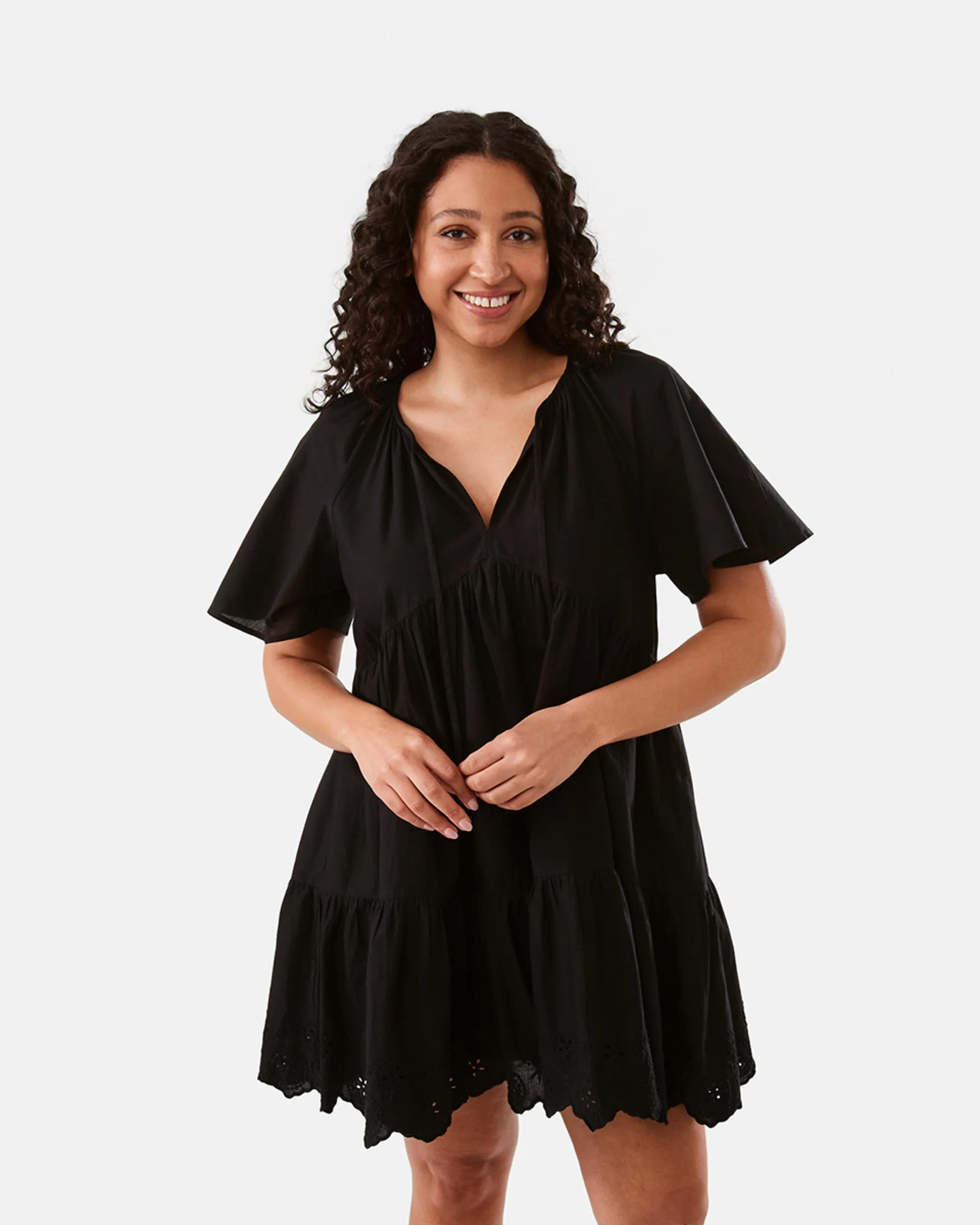 Short Flutter Sleeve Mini Dress