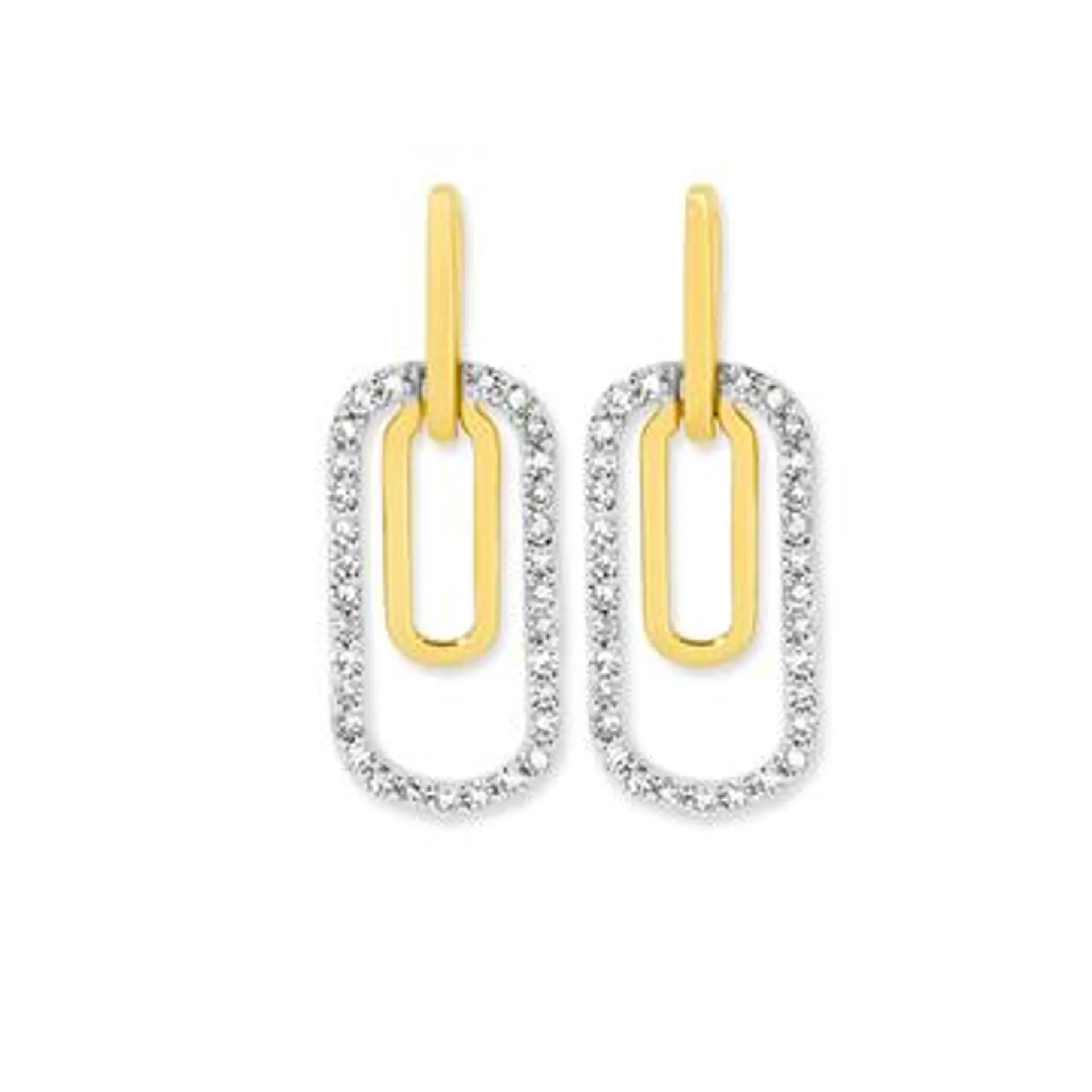 9ct, Diamond Paperclip Earrings