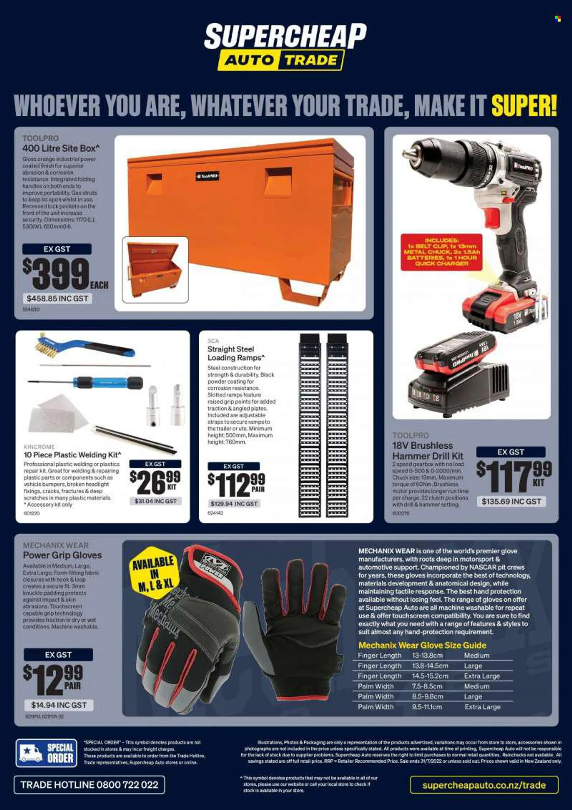 SuperCheap Auto mailer - 11.07.2022 - 31.07.2022 - Sales products - lid, plate, work gloves, headlamp, vehicle, car ramps. Page 8.