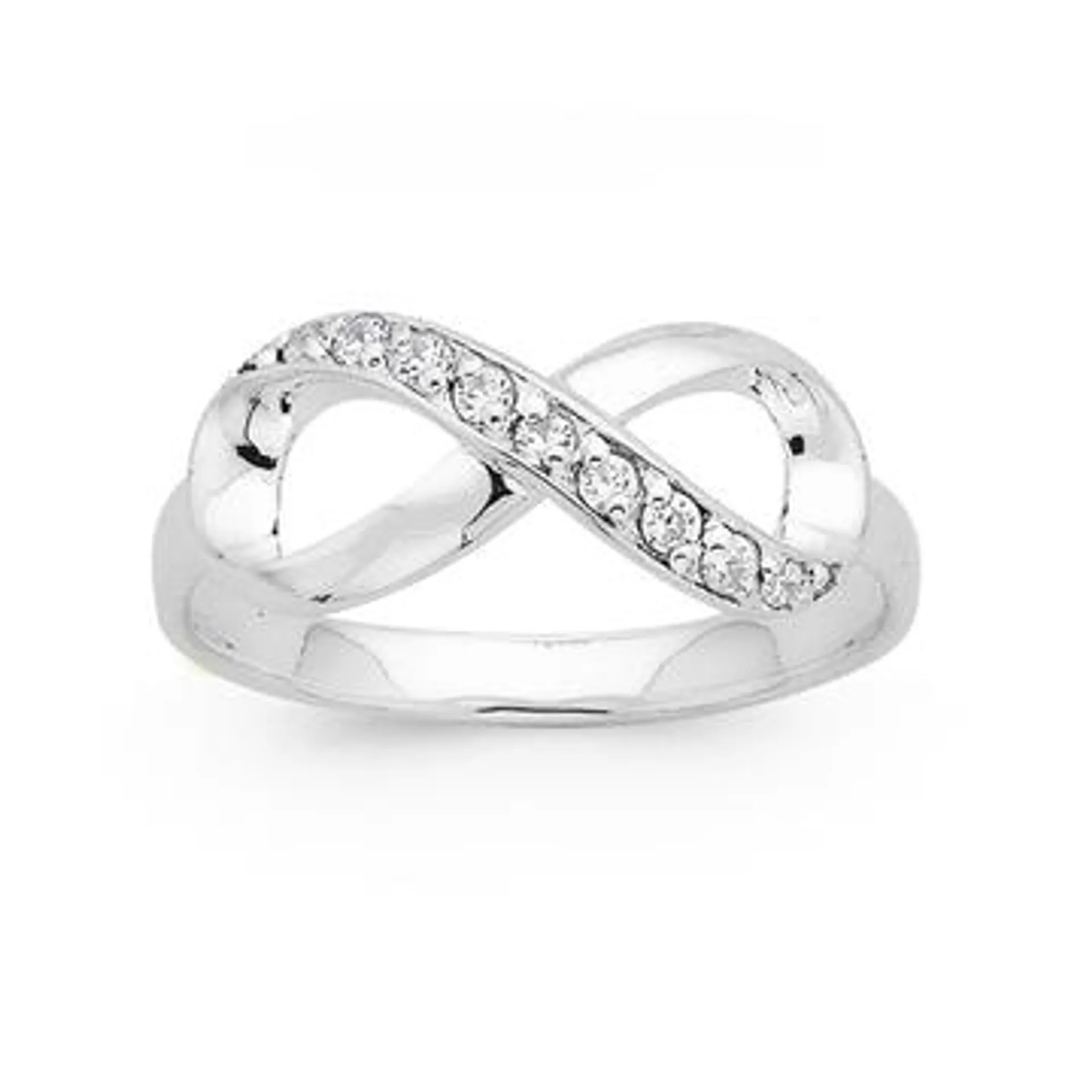 Sterling Silver Cubic Zirconia Infinity Ring SIZE R