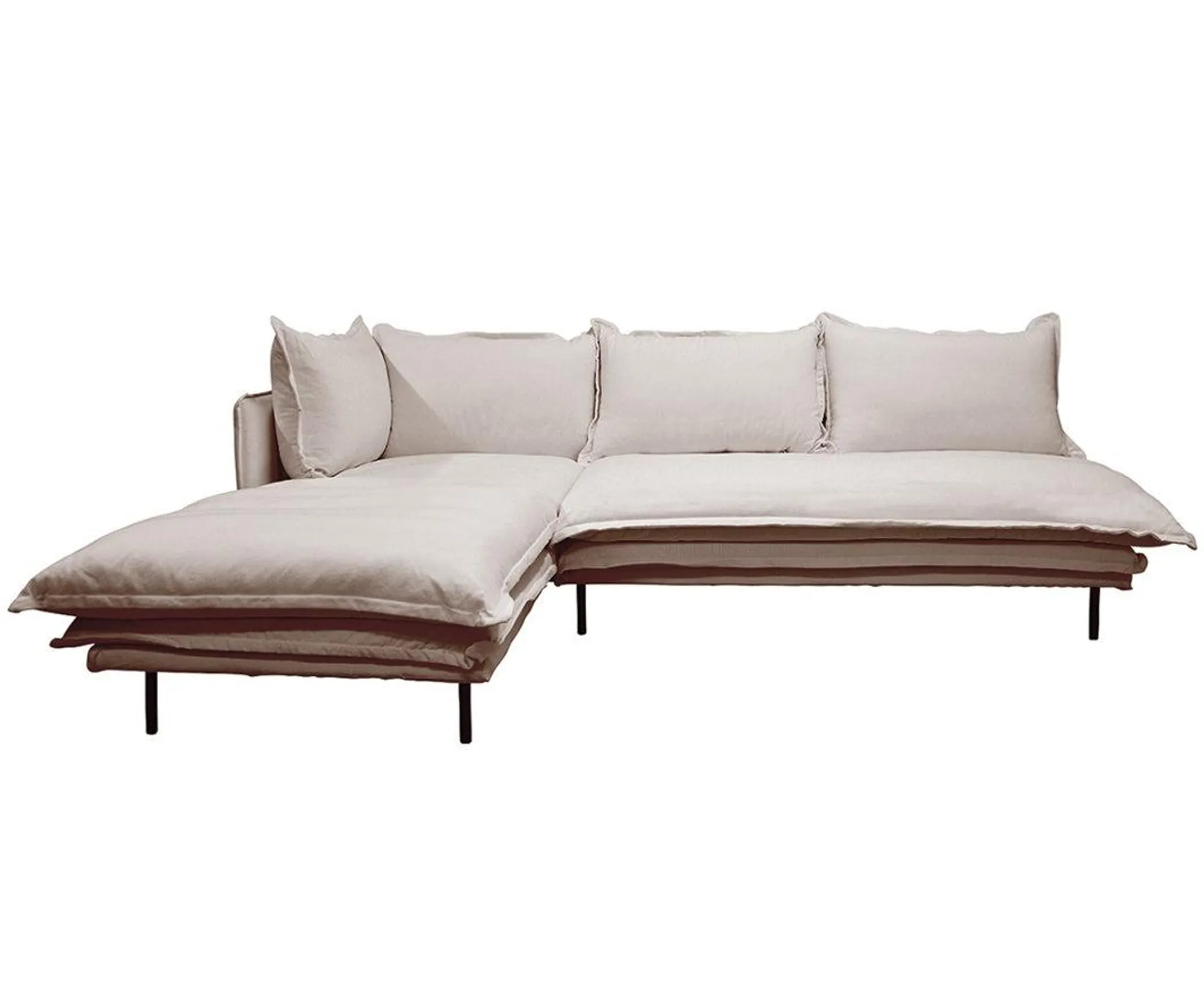 Asha modular linen sofa natural left 260cm