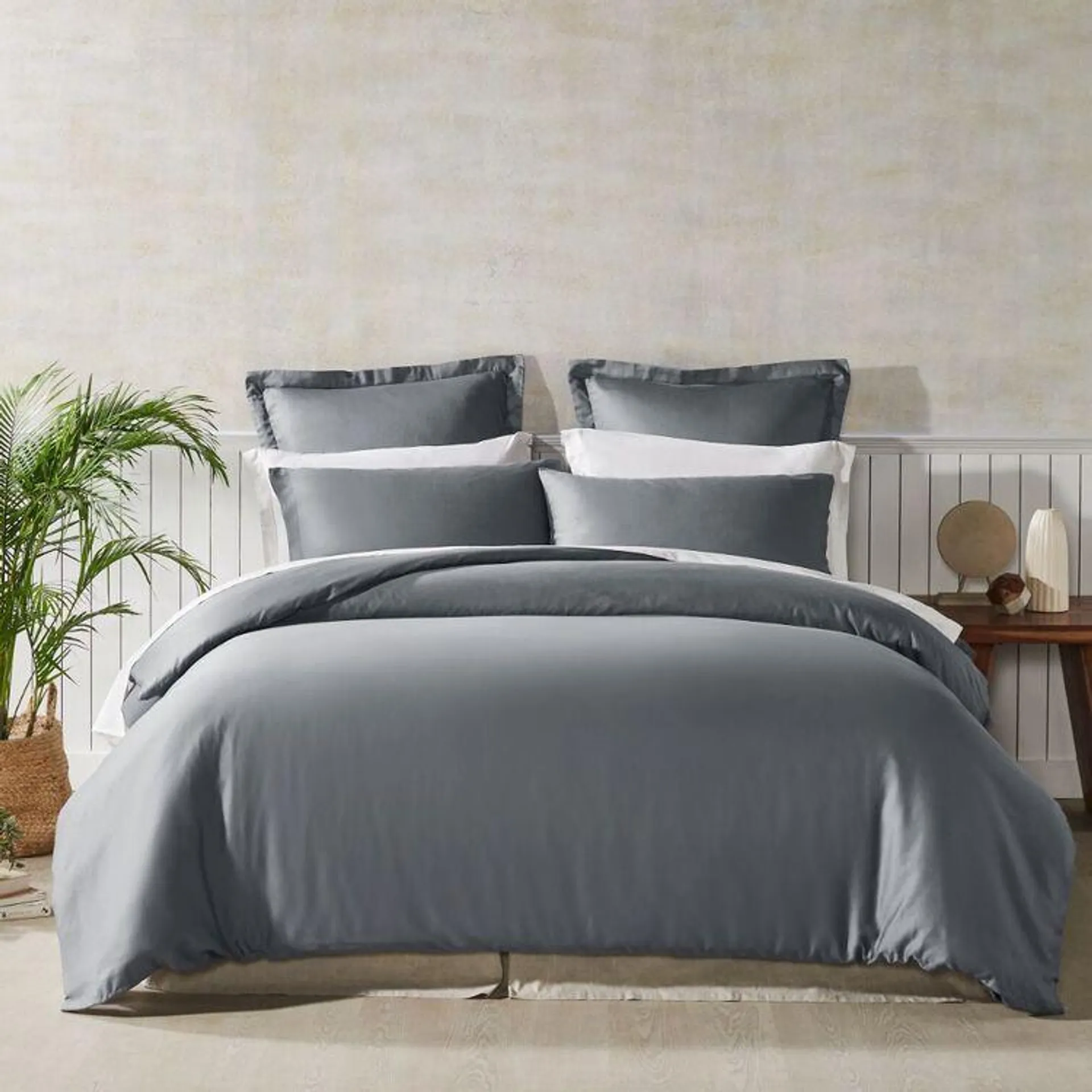 KOO 1000 Thread Count Cotton Rich Quilt Cover Set Grey