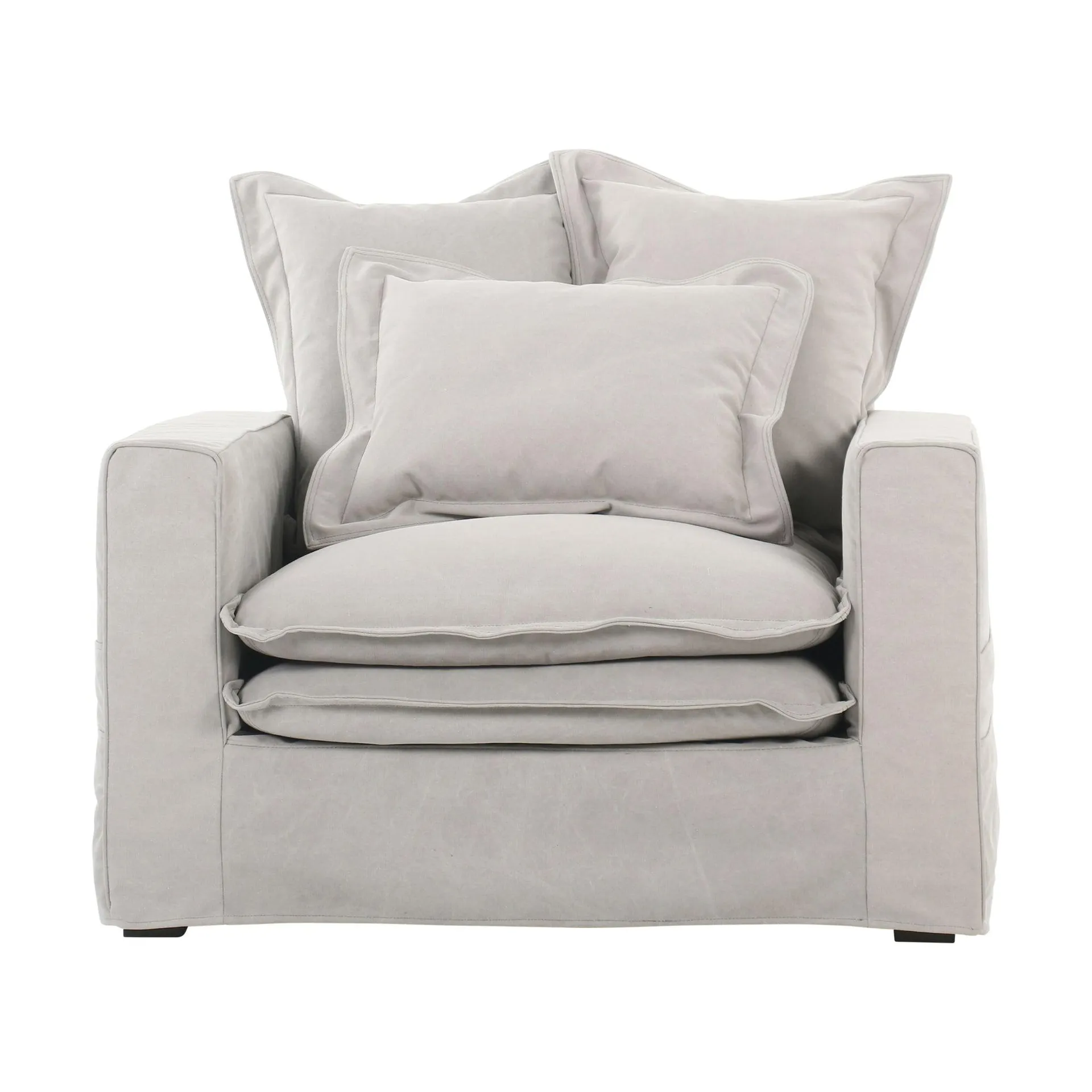 Lazy Vintage Cotton Armchair Pale Grey C-055