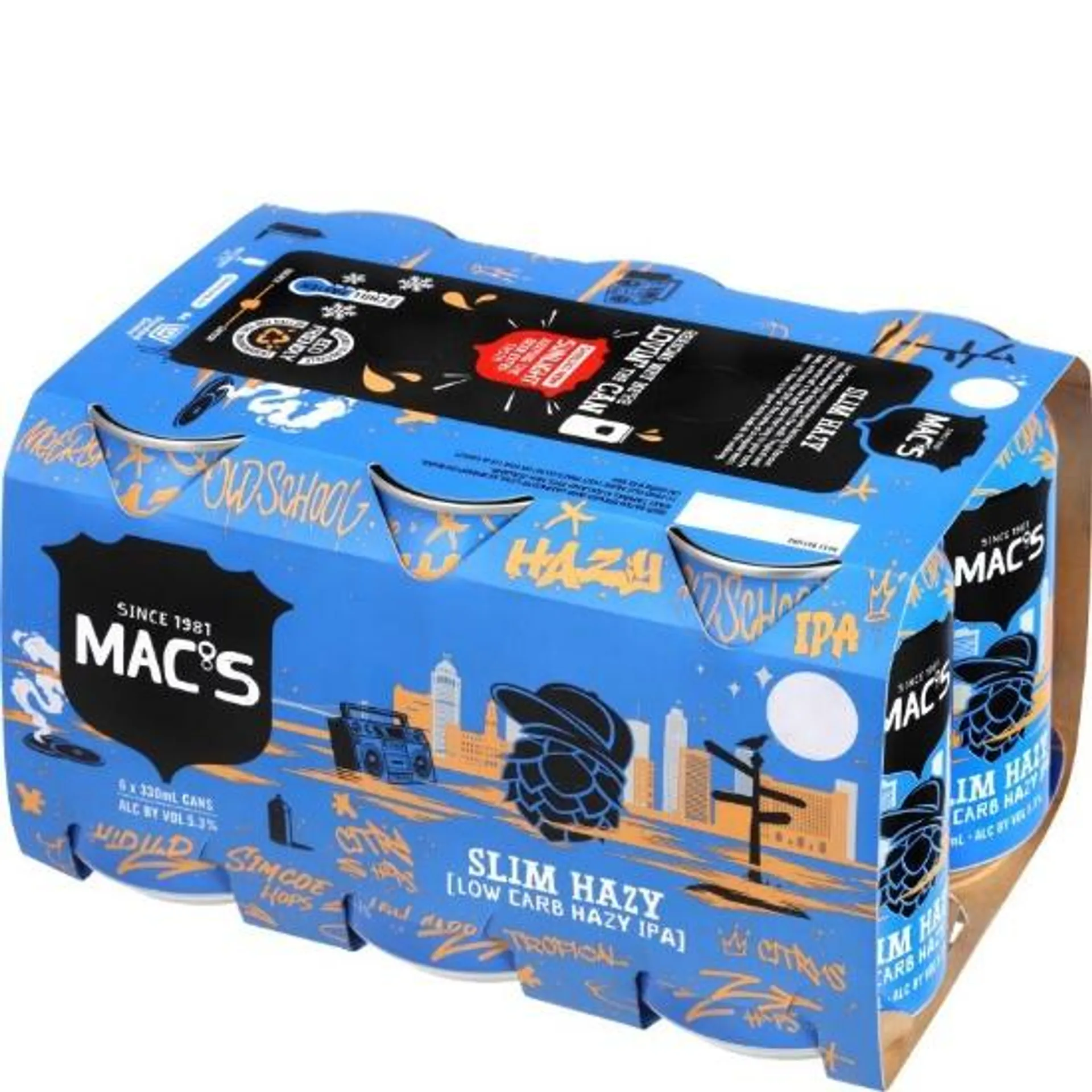 Mac's Slim Hazy Low Carb Hazy IPA Cans 6x330ml