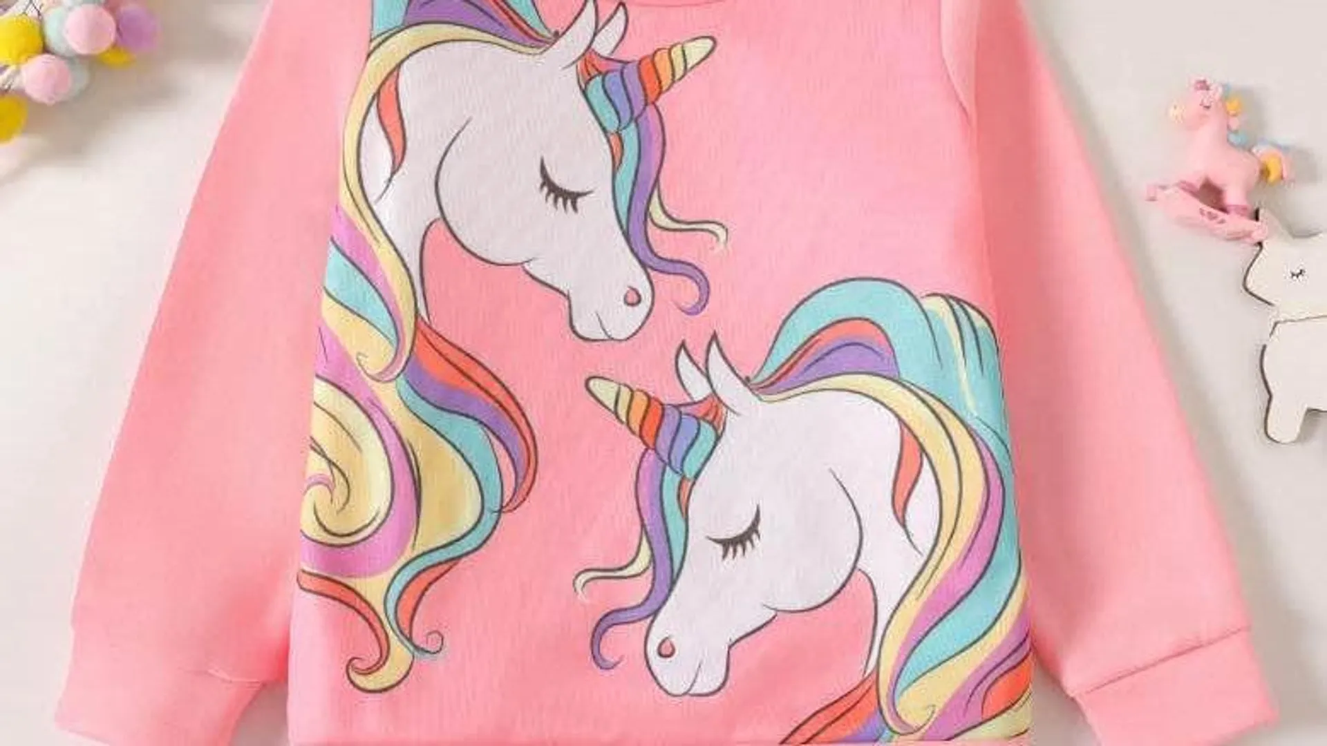 Kids Girl Unicorn Print Fleece Line Sweatshirt