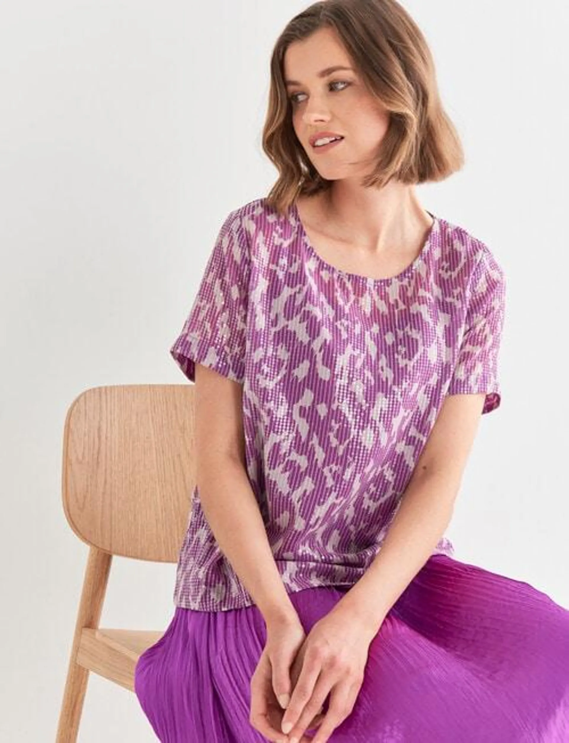 Jigsaw Sequin Echo Top, Orchid