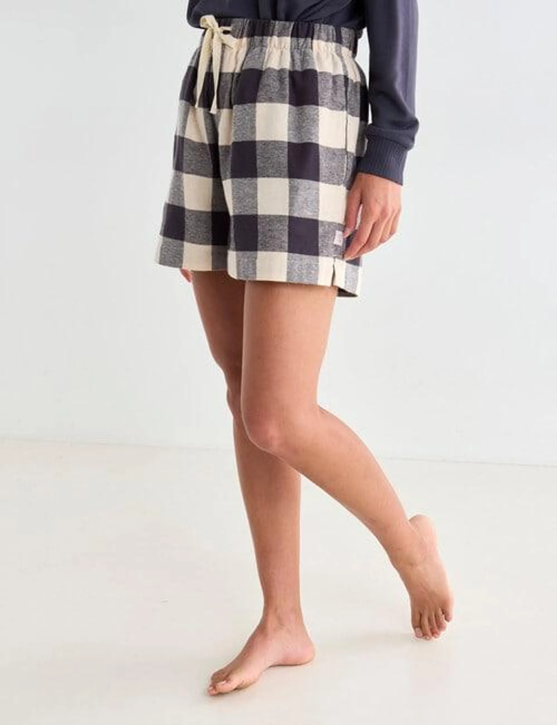 Mineral Sleep Check Flannel Short, Granite