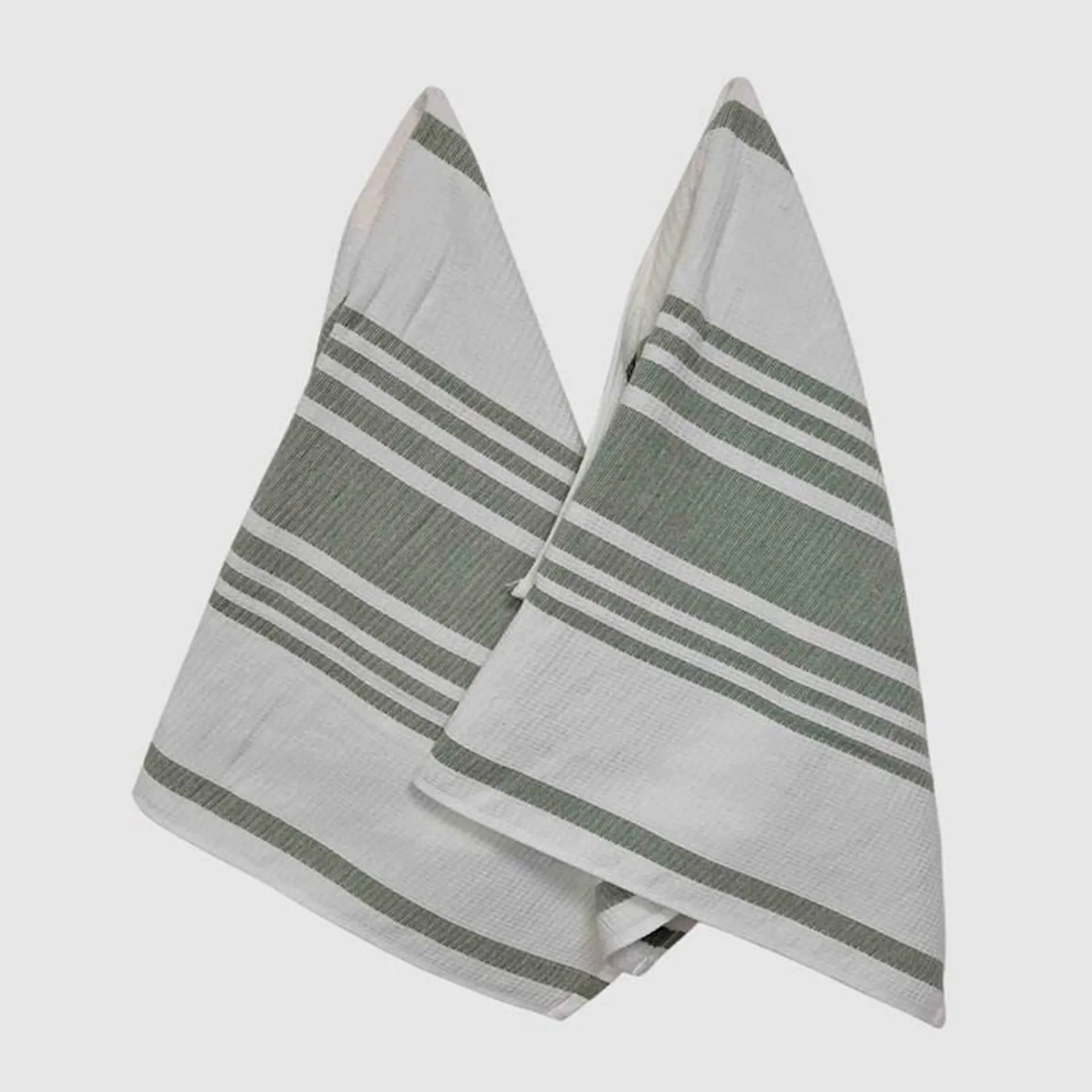 Urban Loft Verticle Stripe Waffle Terry Kitchen Towels Sage