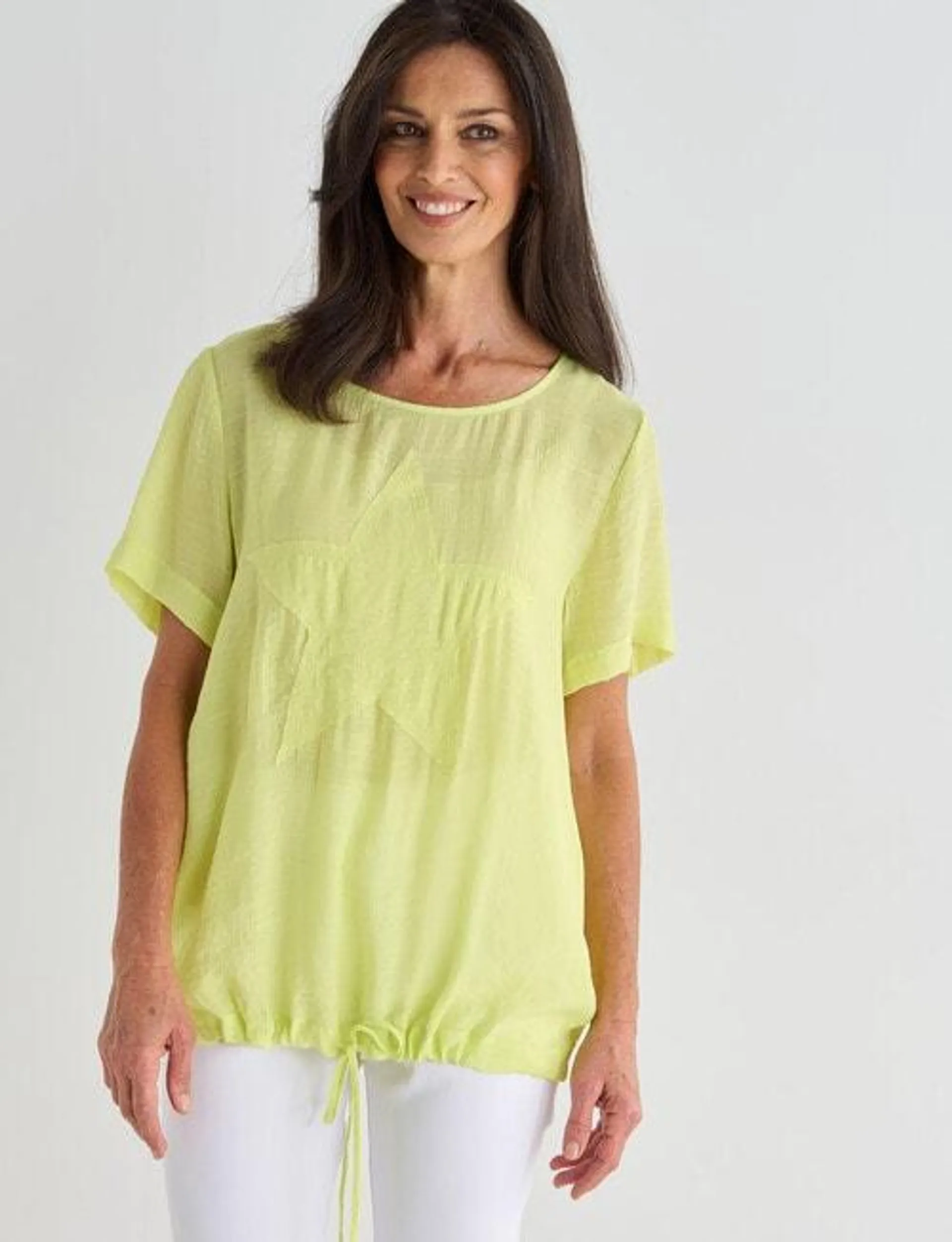 Ella J Drawstring Top, Citron