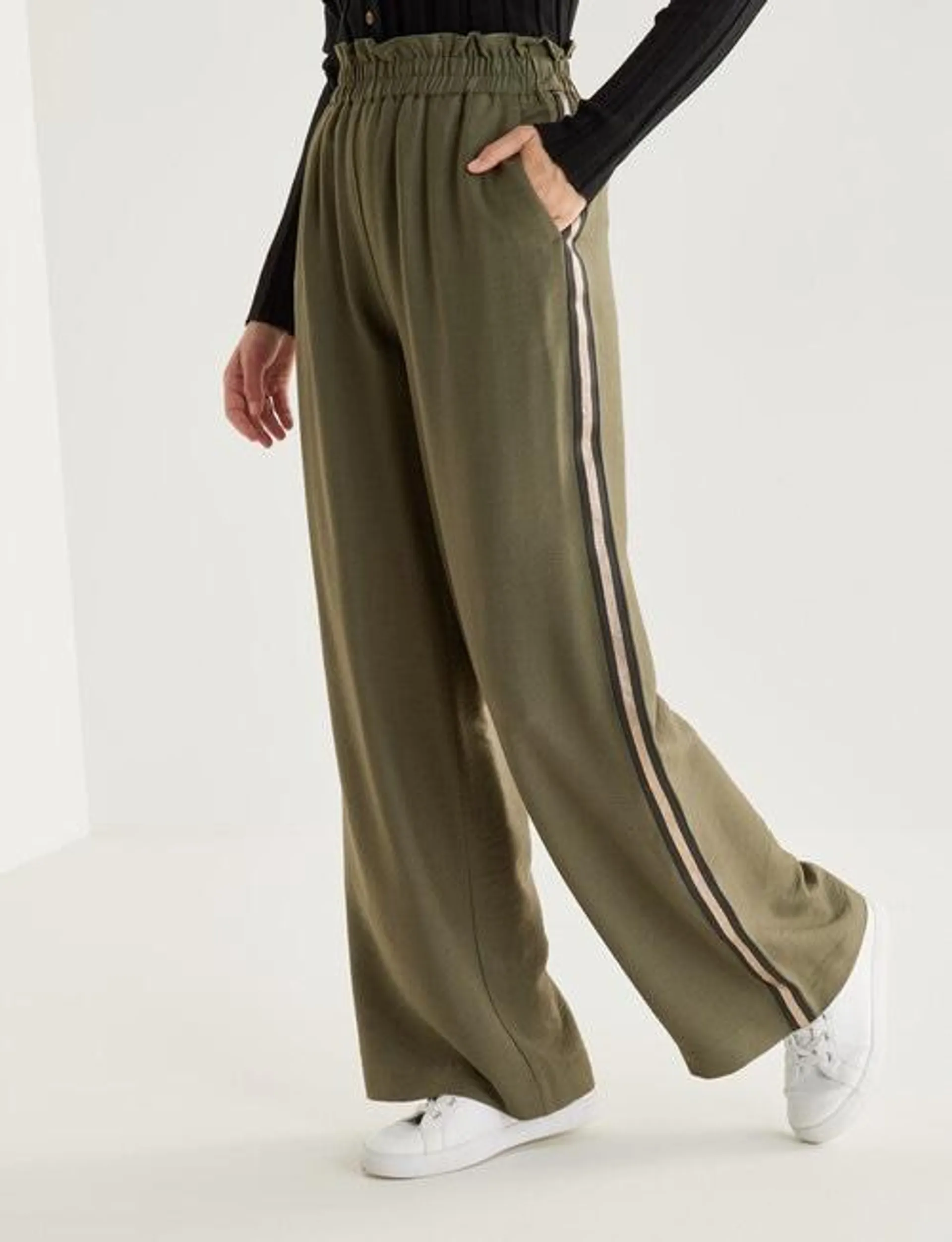 Whistle Sport Stripe Regular Length Jog Pant, Khaki