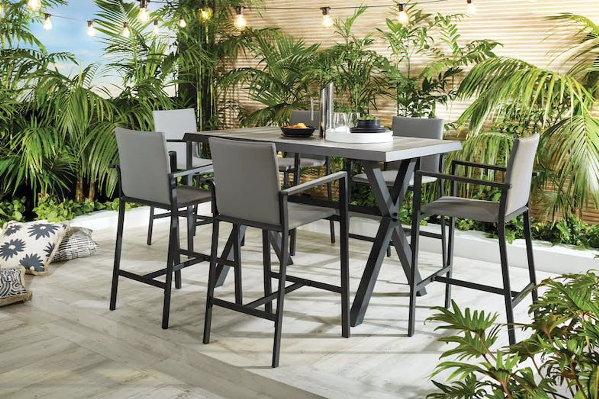 Brunei 7 Piece Outdoor Bar Setting - Black