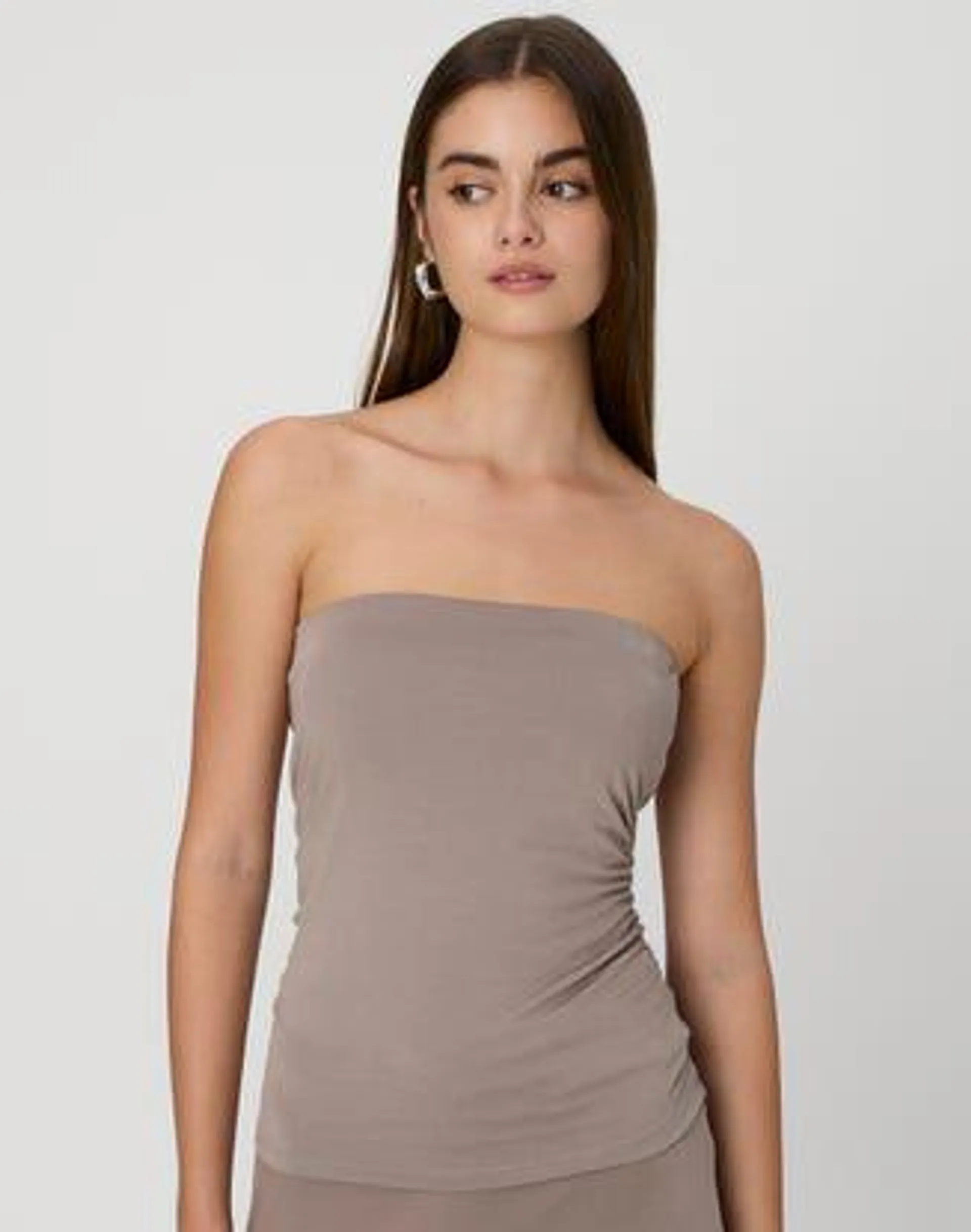 Strapless Ruched Modal Top