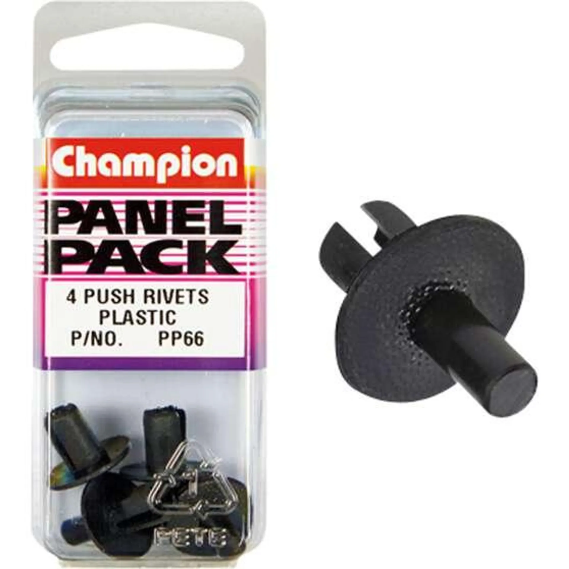 Champion Plastic Push Rivets - PP66, Panel Pack