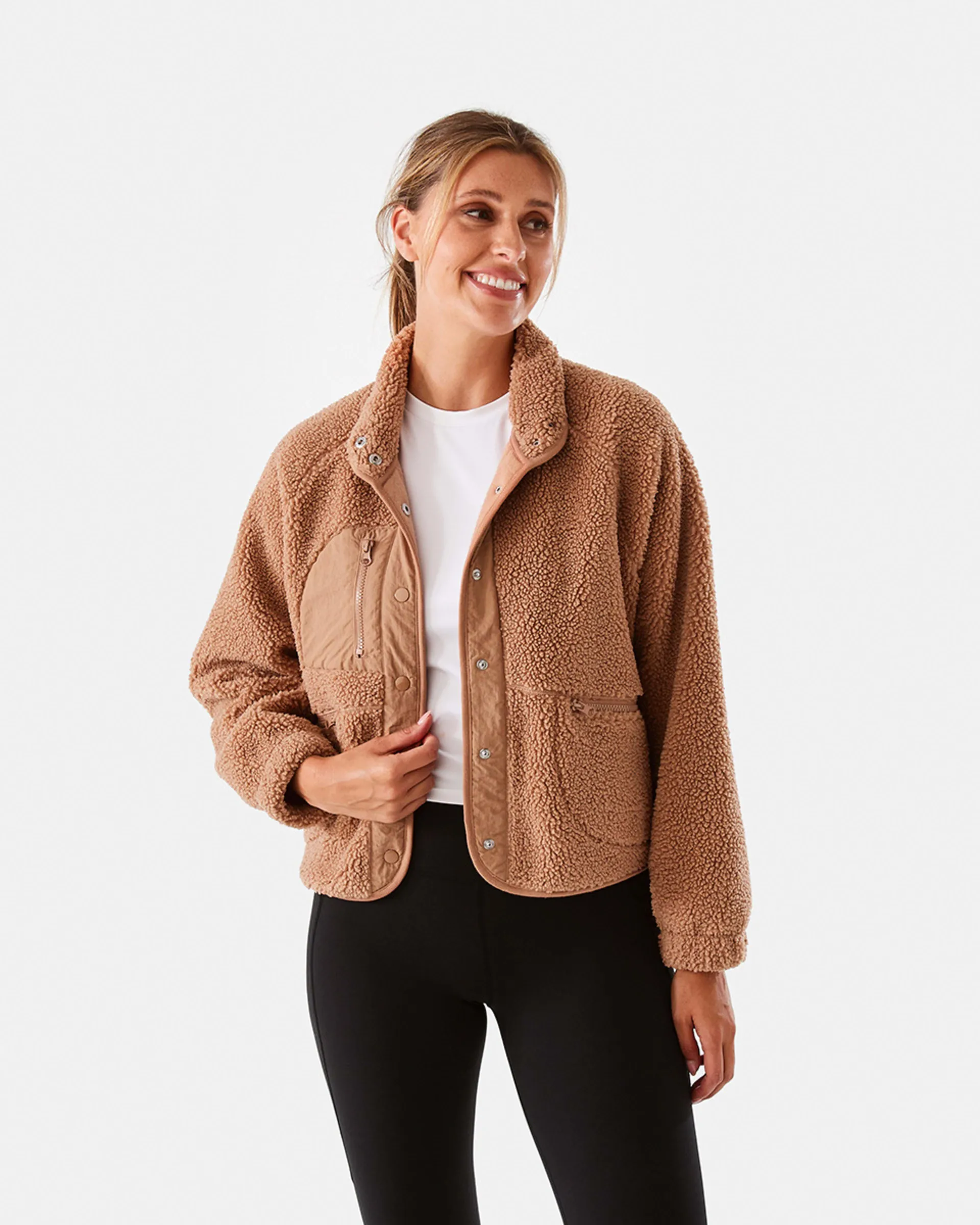 Active Womens Sherpa Button Jacket