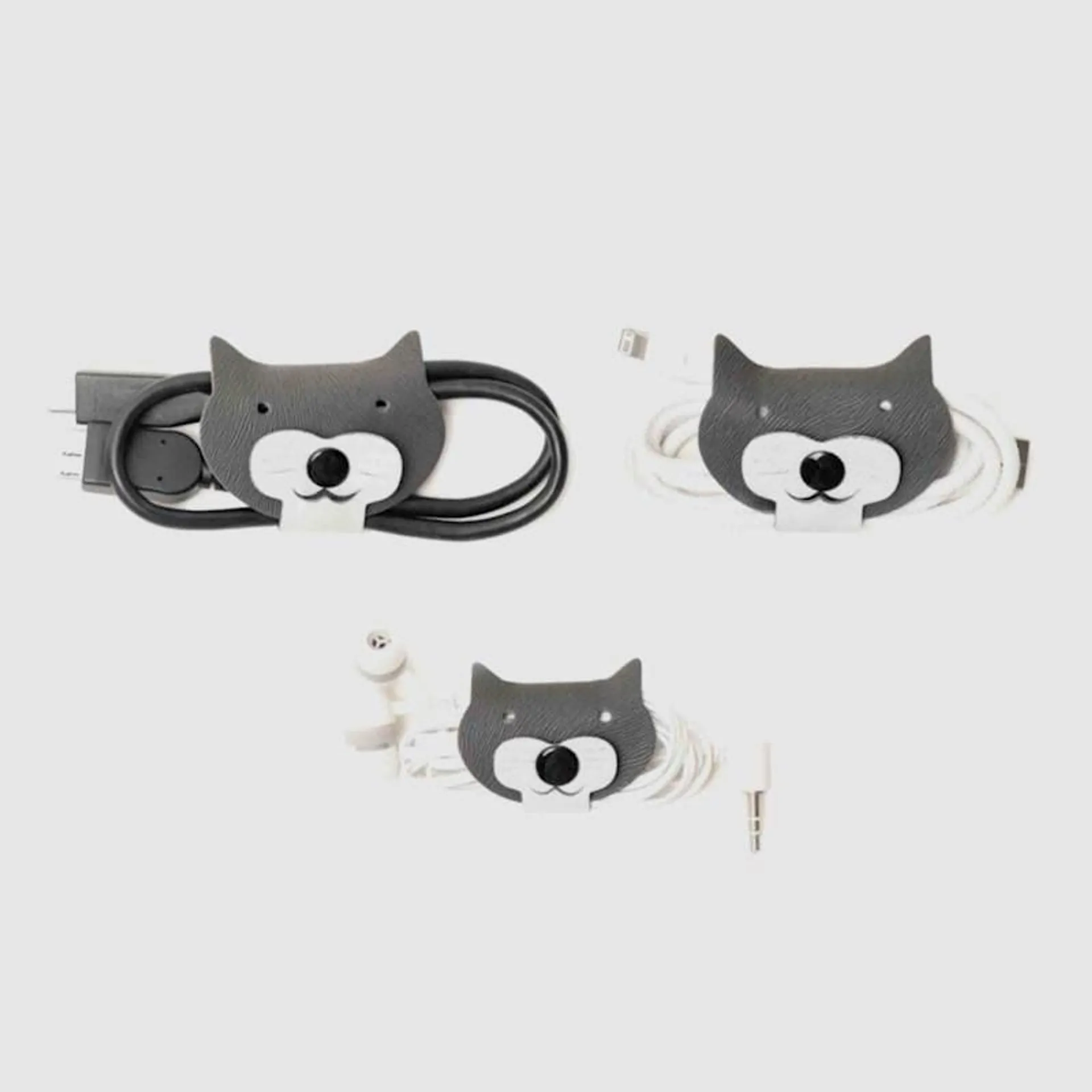 Cat Cable Ties Set of 3 Grey