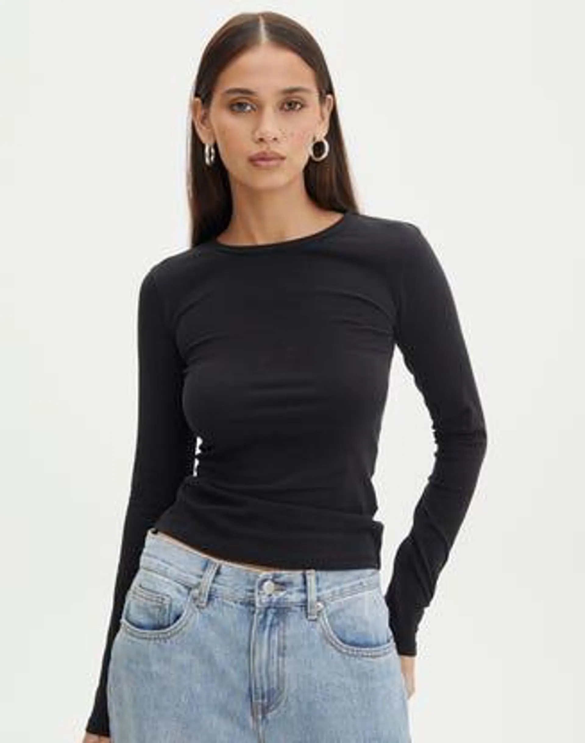 Cotton Fitted Long Sleeve Top