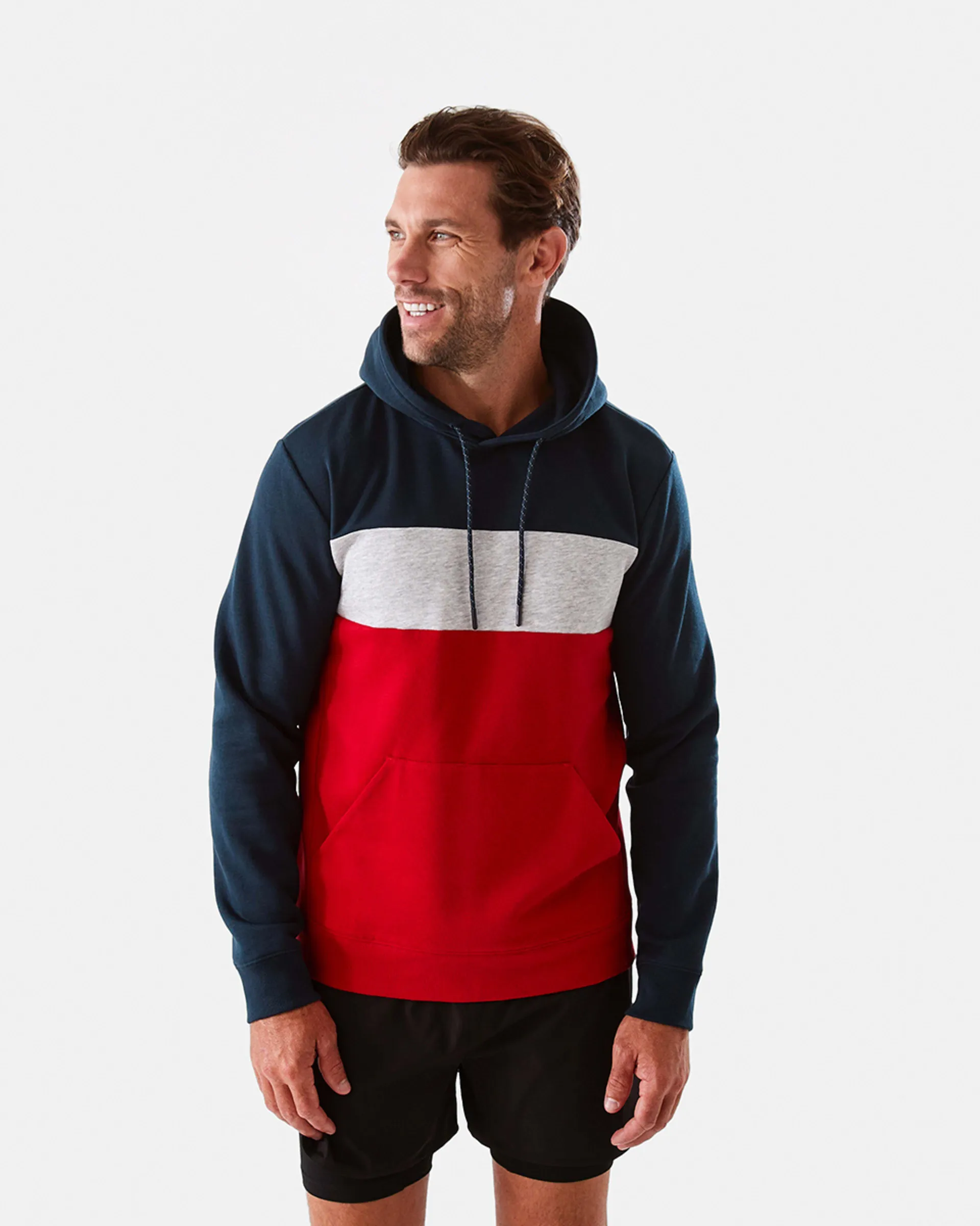 Active Mens Colour Block Fleece Hoodie