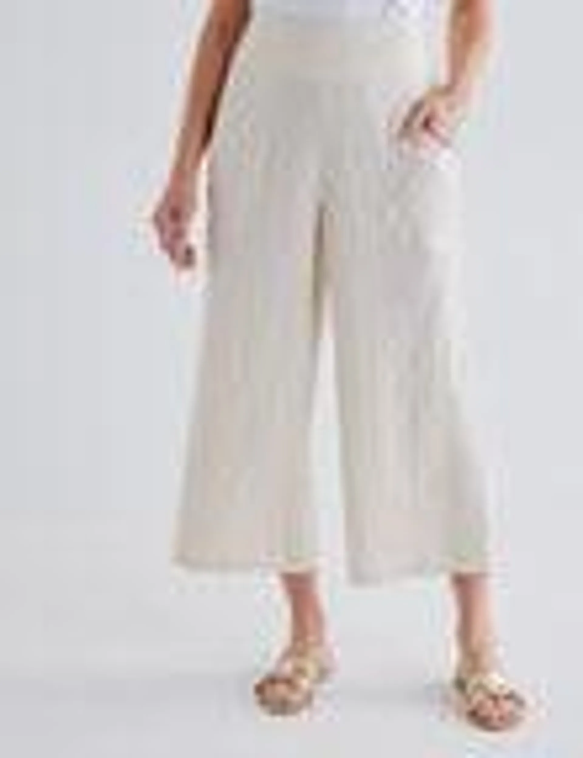 Ella J Linen Crop Pant, Natural