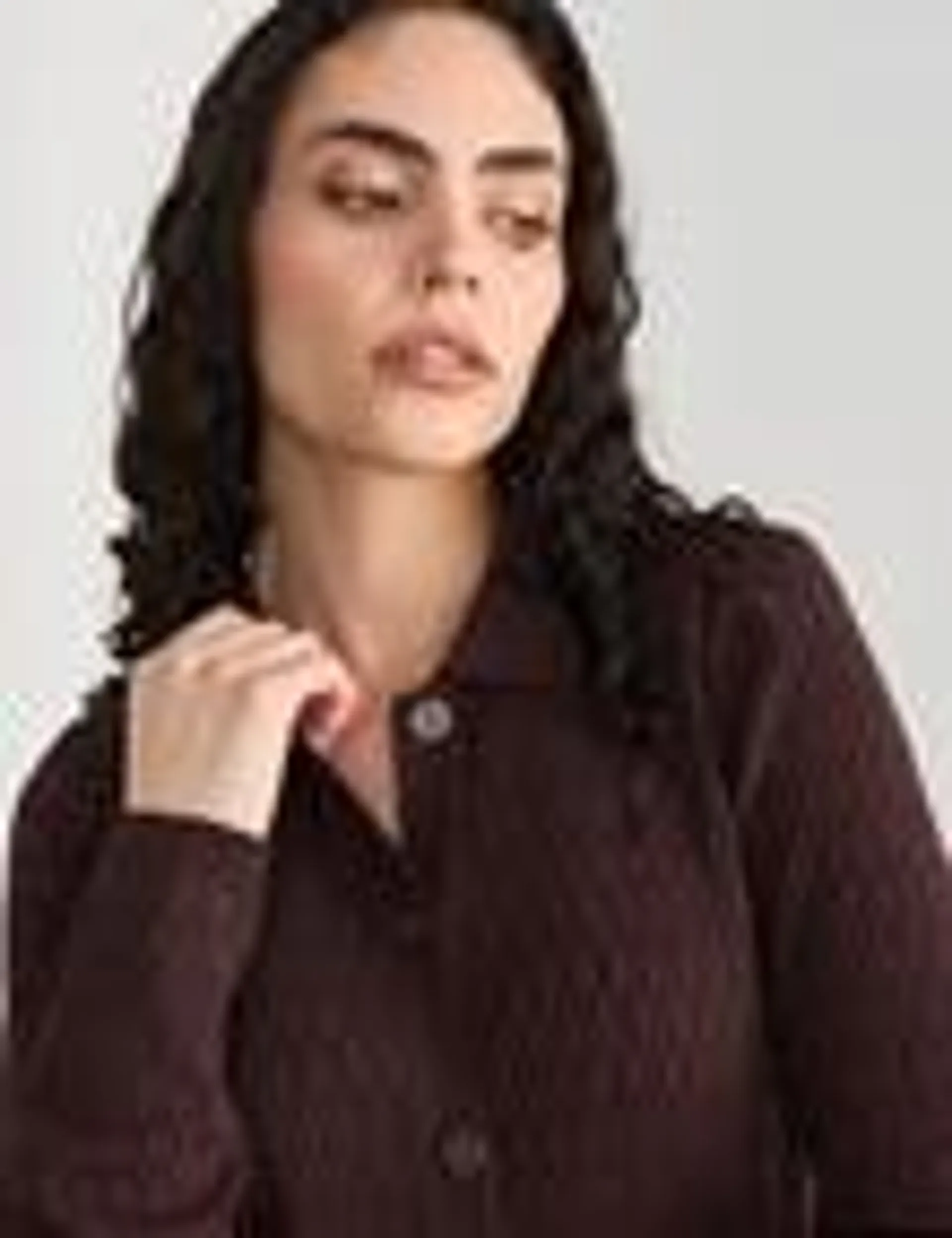 State of play Opal Lace Knit Shirt, Mulberry