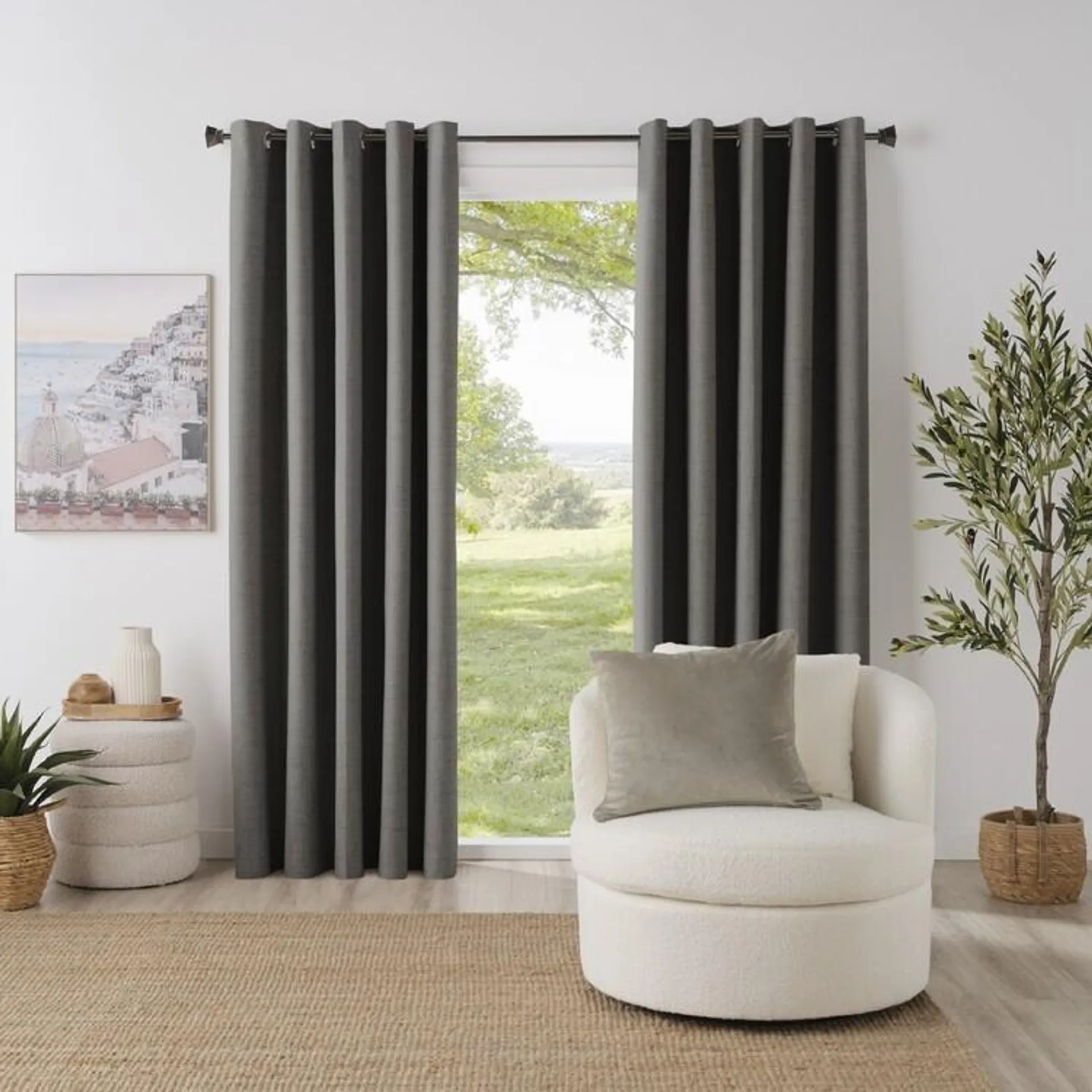 Brampton House Bayley Blockout Eyelet Curtains Charcoal