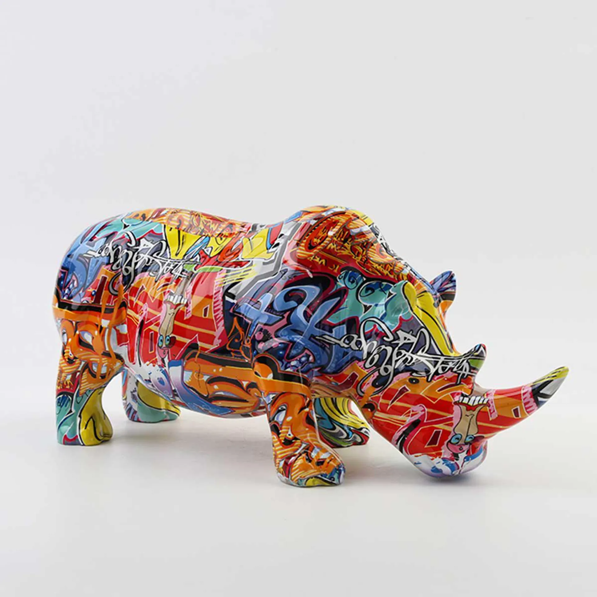 Rhino Sculpture Multi Colour 45cm