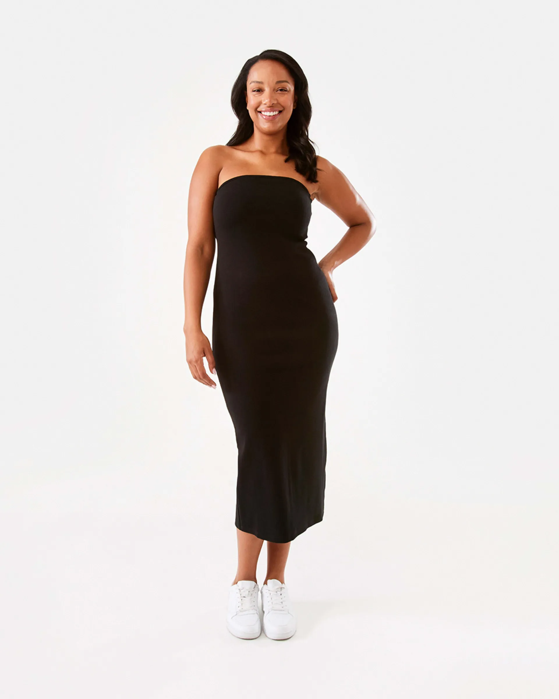 Sleeveless Rib Strapless Maxi Dress