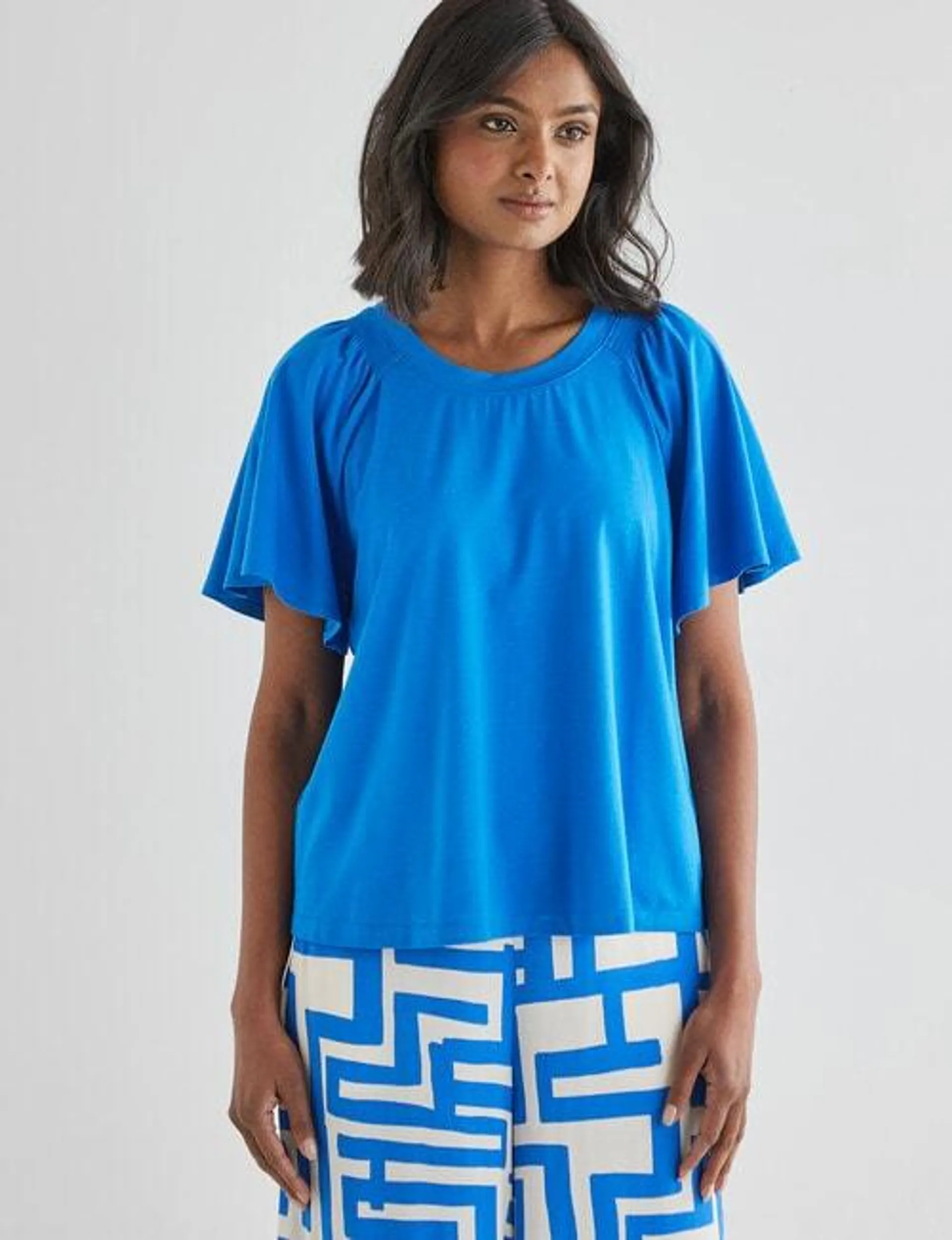 Whistle Flutter Sleeve Tee, Capri