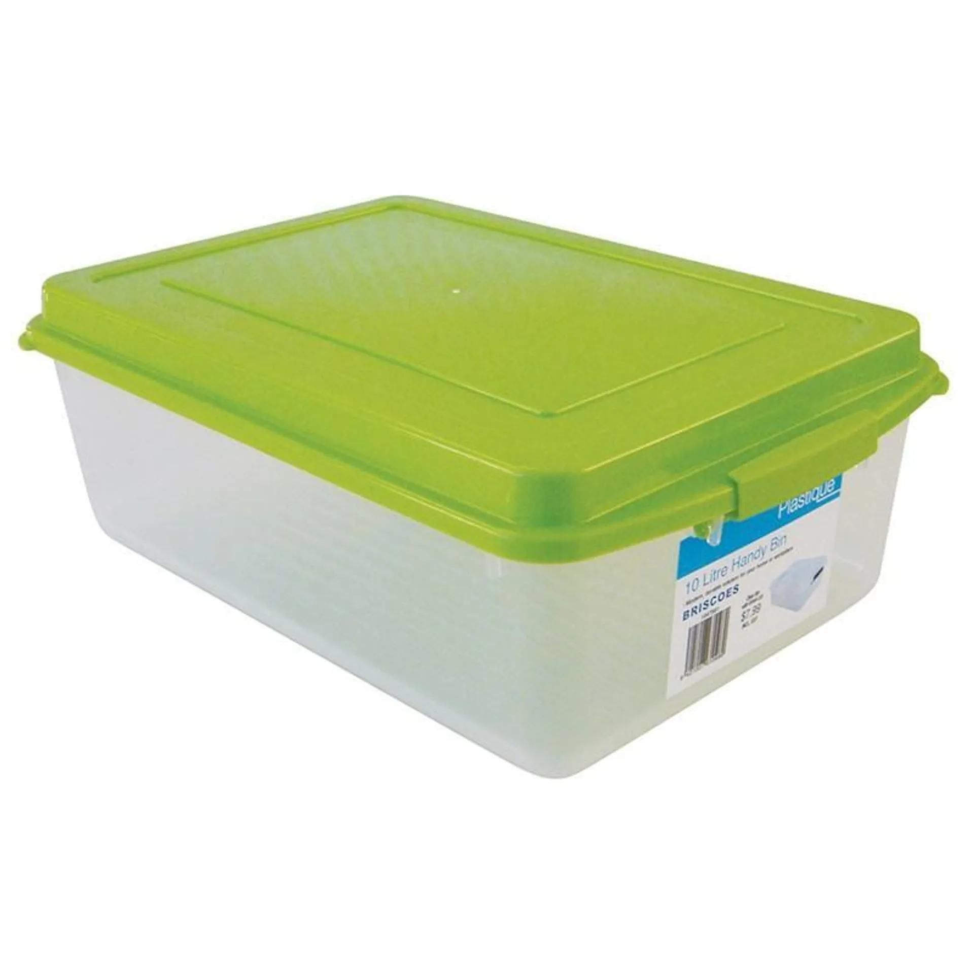 Clear Storage Container with Green Lid - 10L