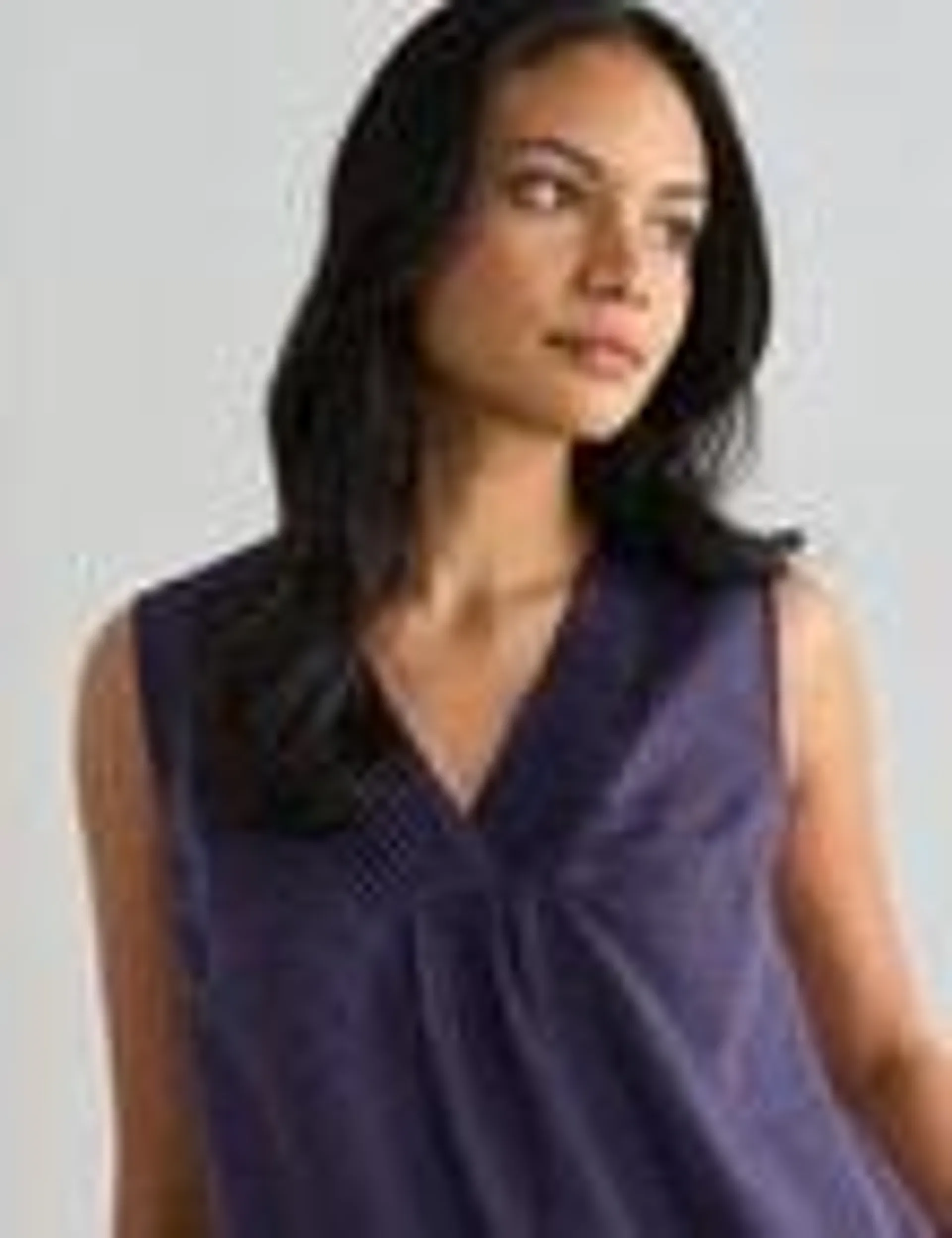 Zest Linen Sleeveless Top, Navy