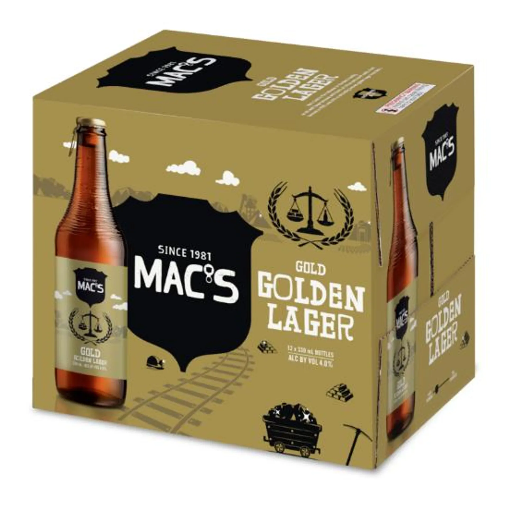 Mac's Gold Golden Lager Bottles 12x330ml