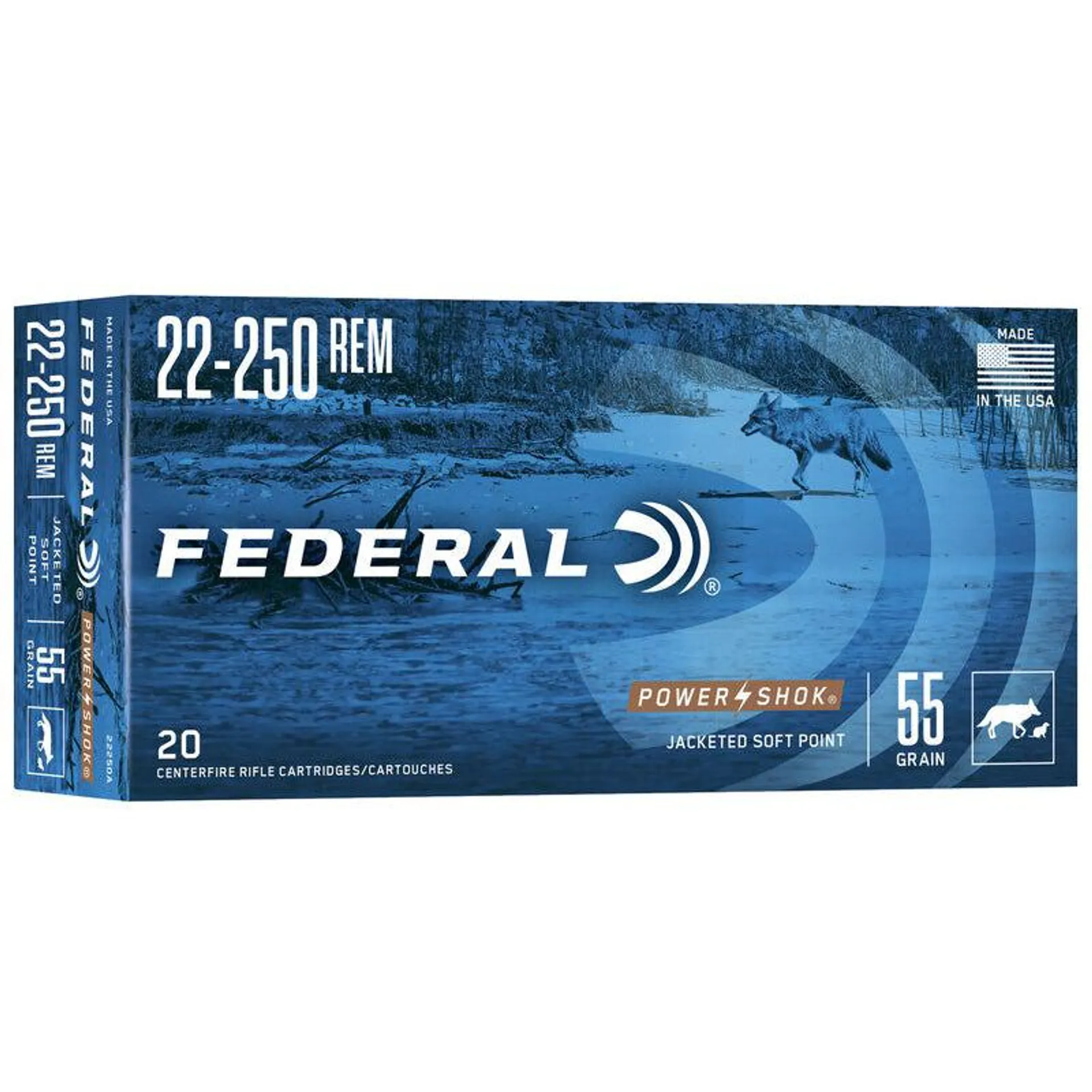 Federal Power-Shok 22-250REM 55gr JSP (20)