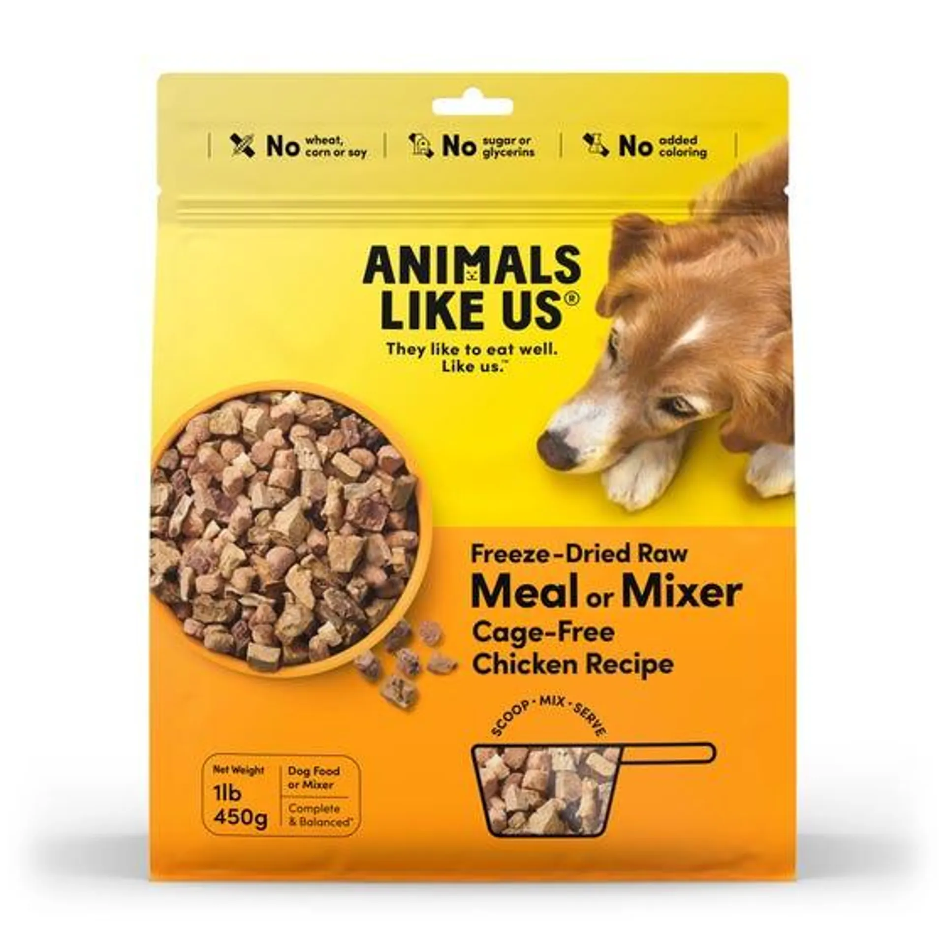 Animals Like Us Freeze-dried Meal Or Mixer Chicken Recipe Dog 45