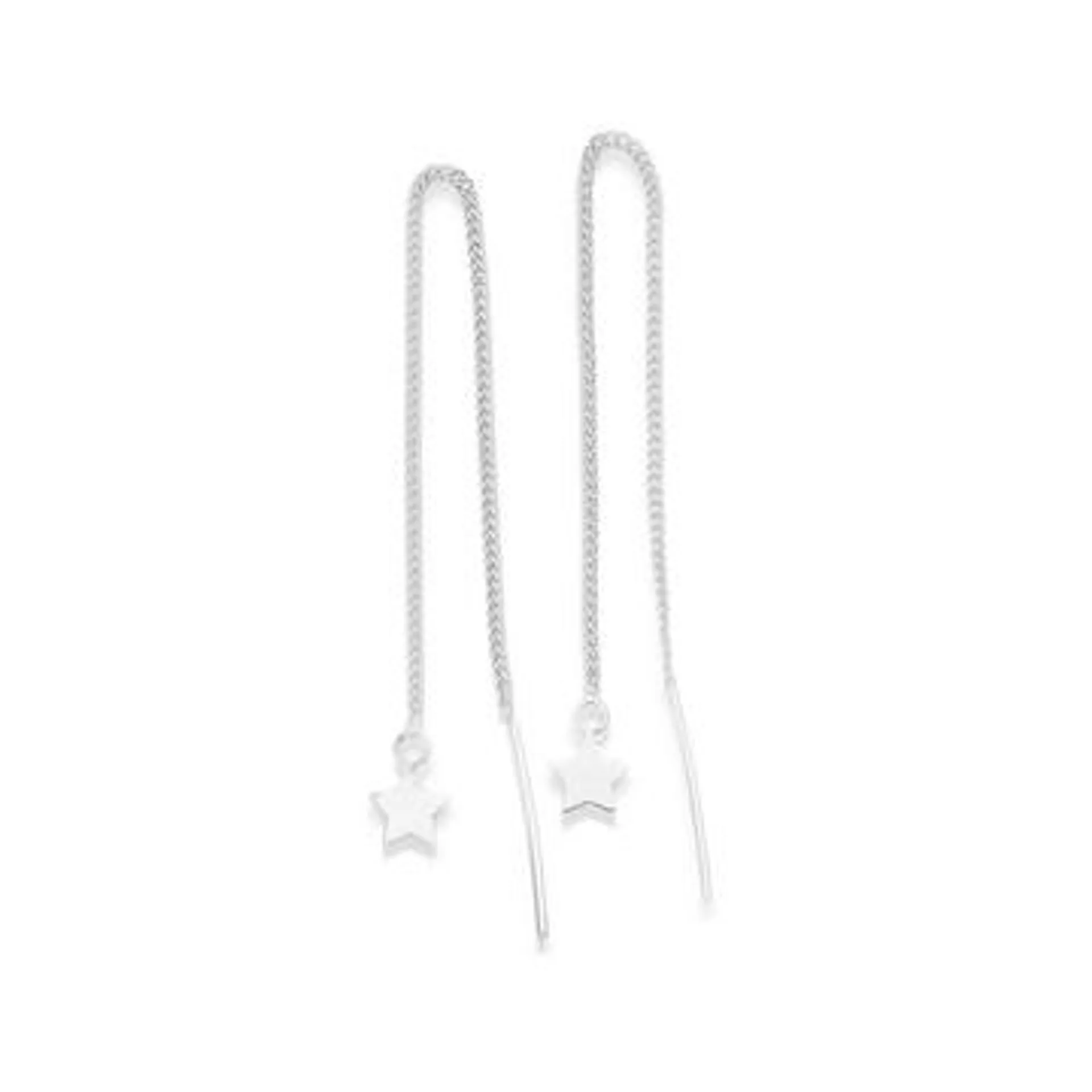 Sterling Silver Mini Stars on Chain Thread Earrings