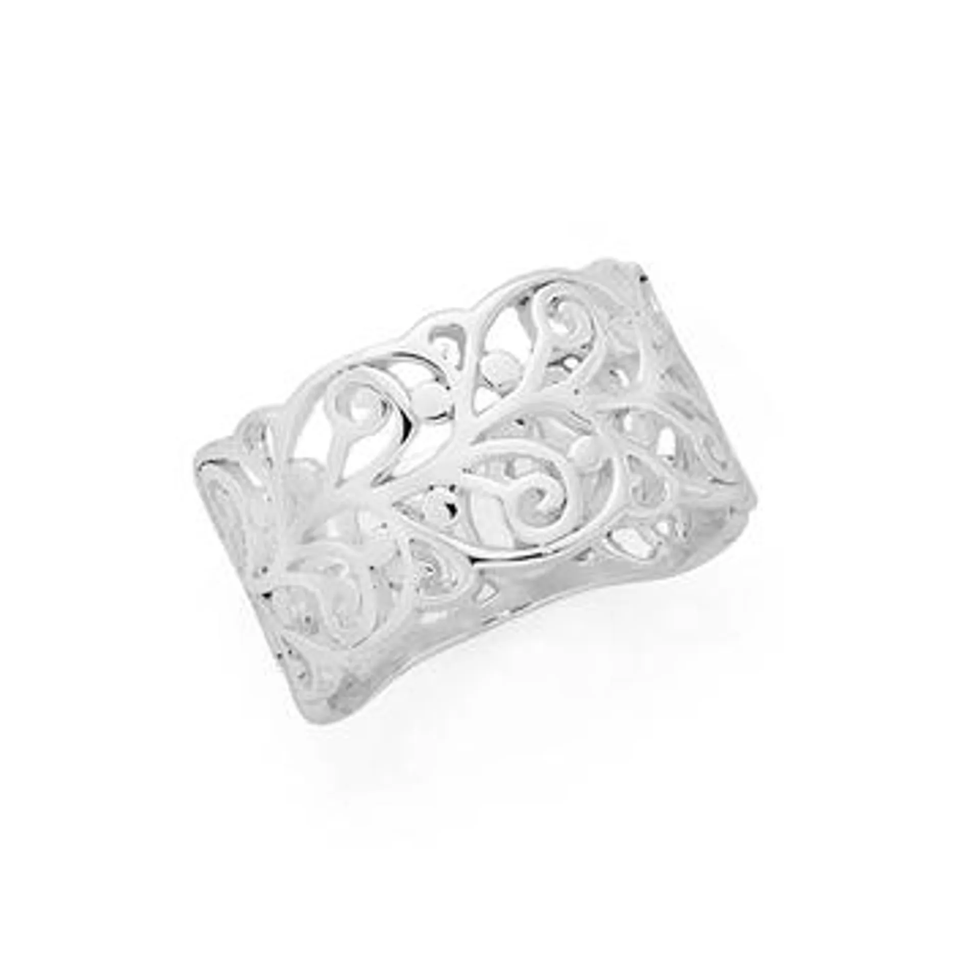 Sterling Silver Wide Filigree Ring