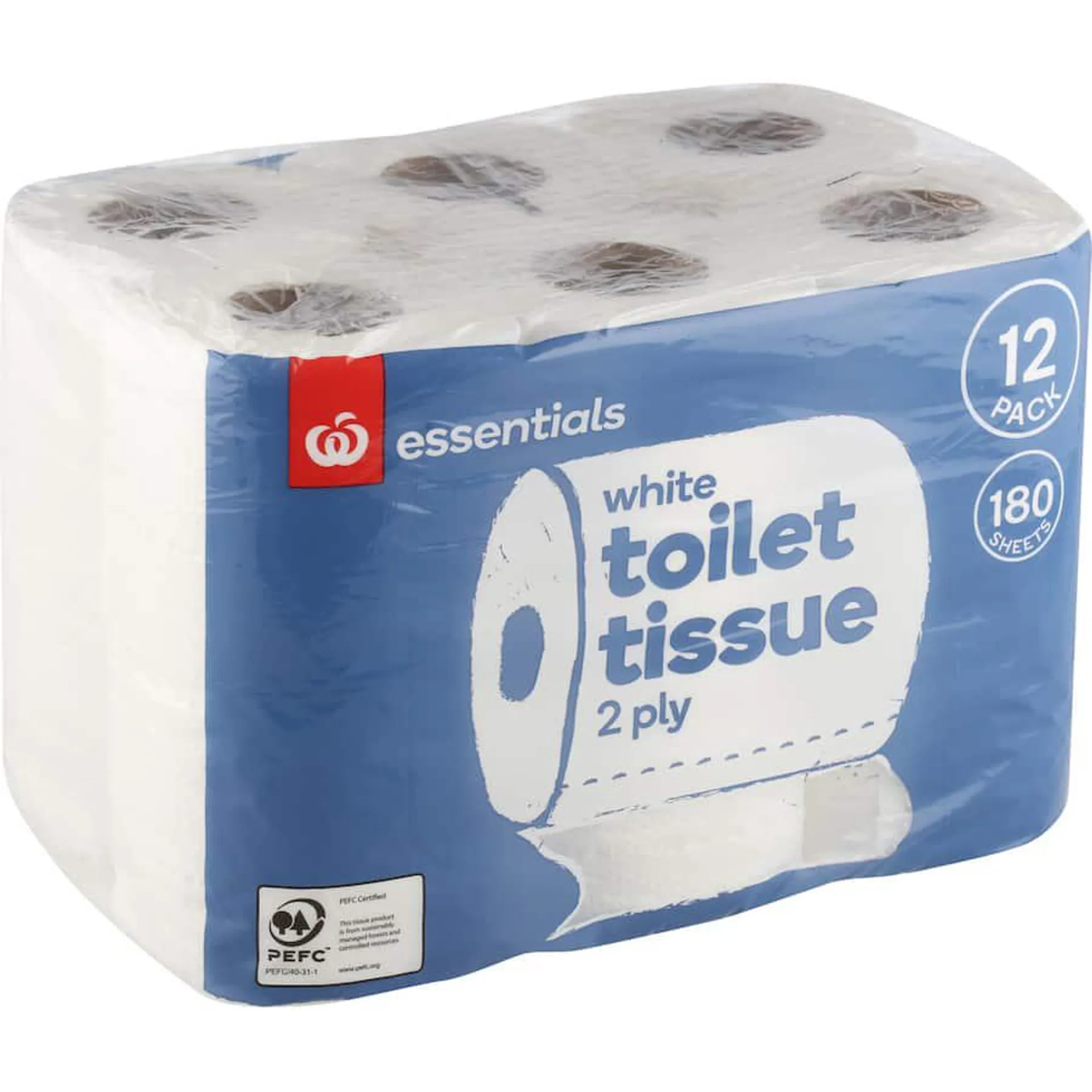 Essentials Toilet Paper 12pk White 2ply
