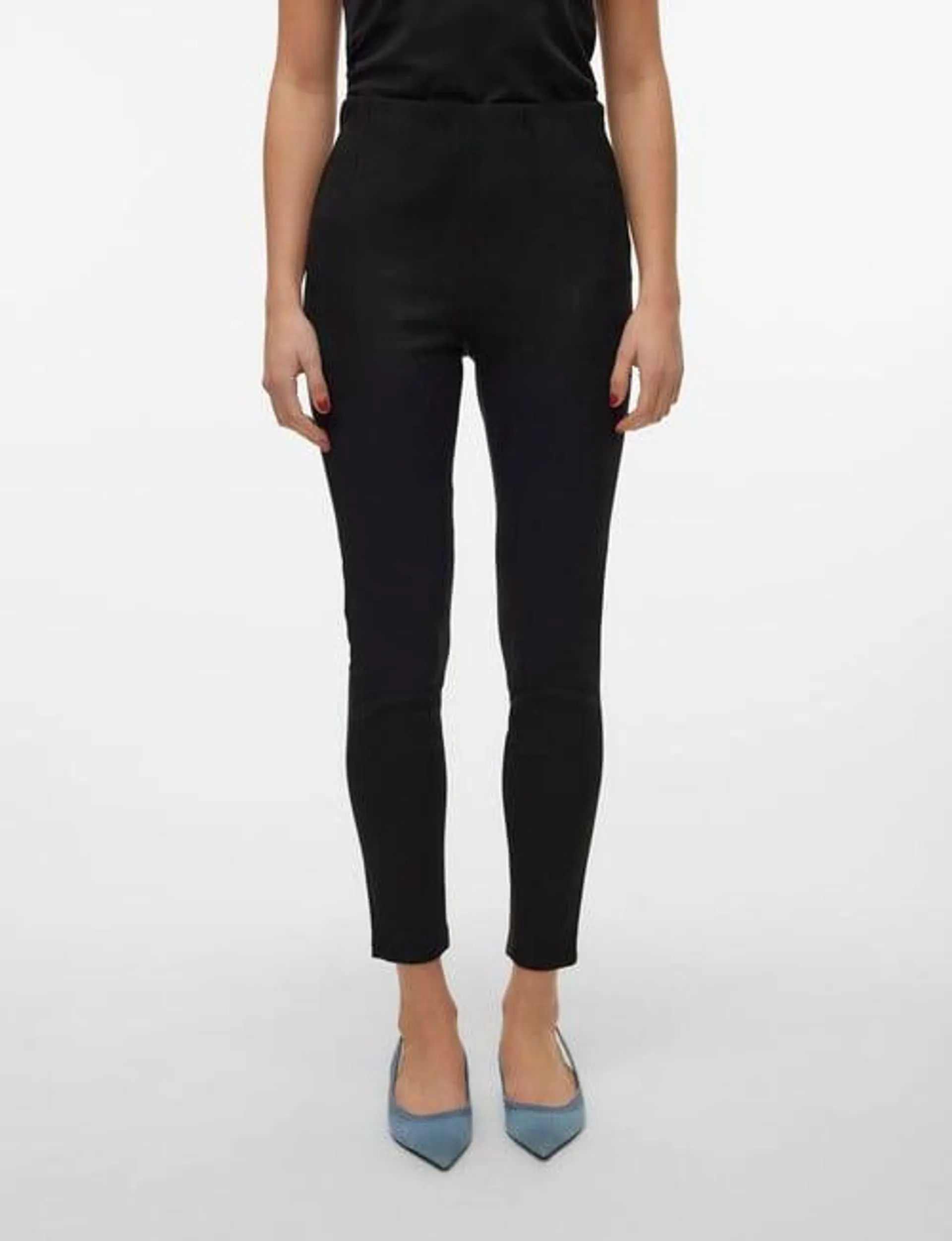 Vero Moda Faux Suede Lila High Rise Slim Pant, Black