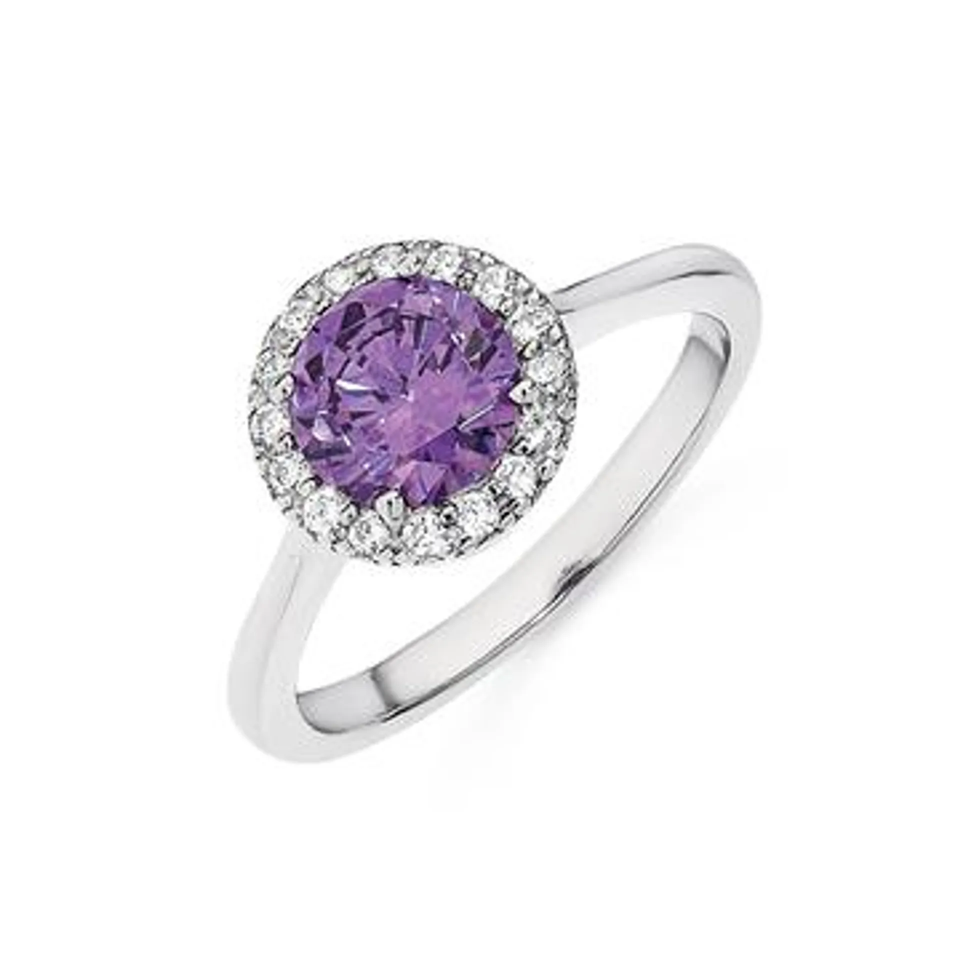 Sterling Silver Violet Cubic Zirconia Cluster Ring