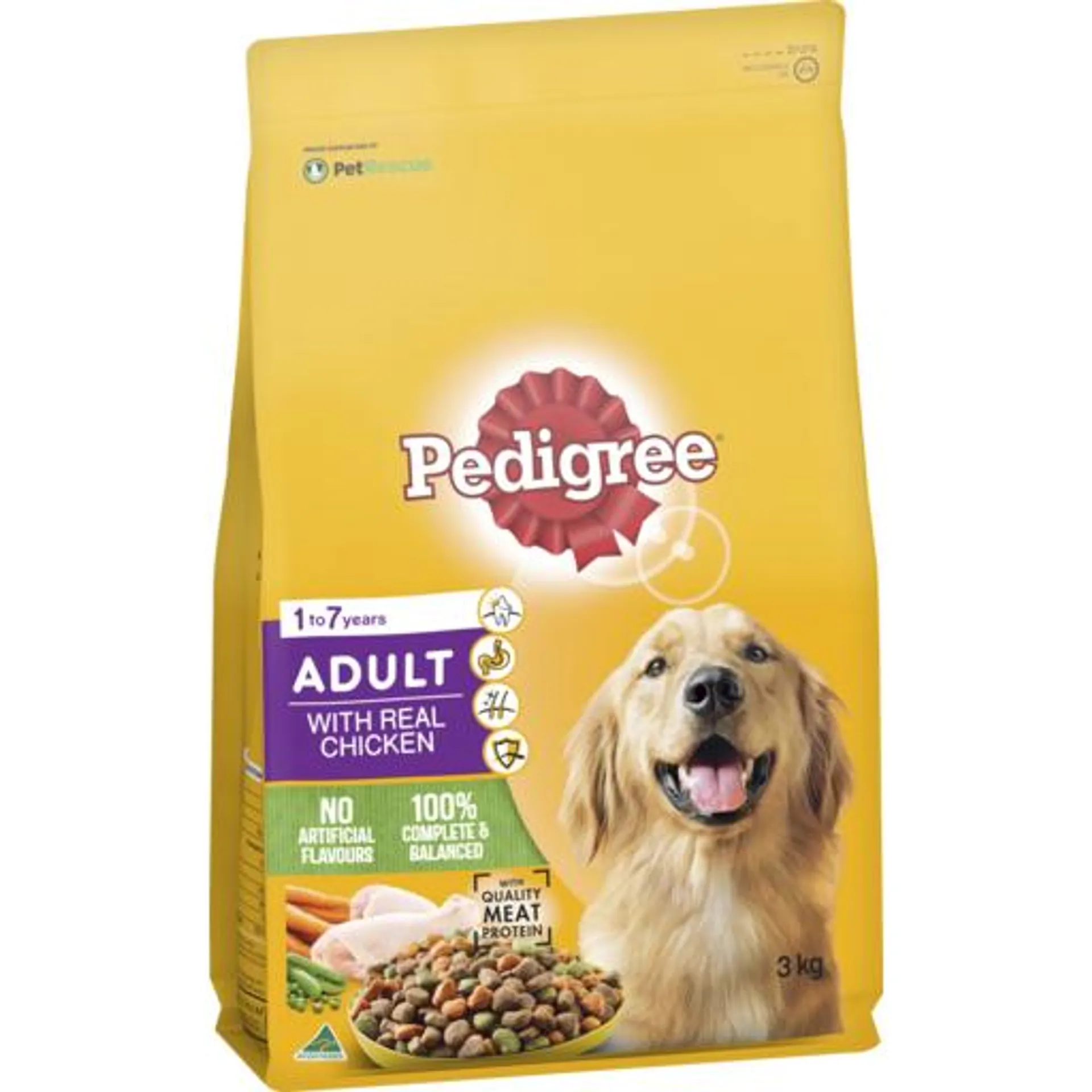 Pedigree Dog Food Dry Adult Complete Nutrition With Real Chicken 3kg
