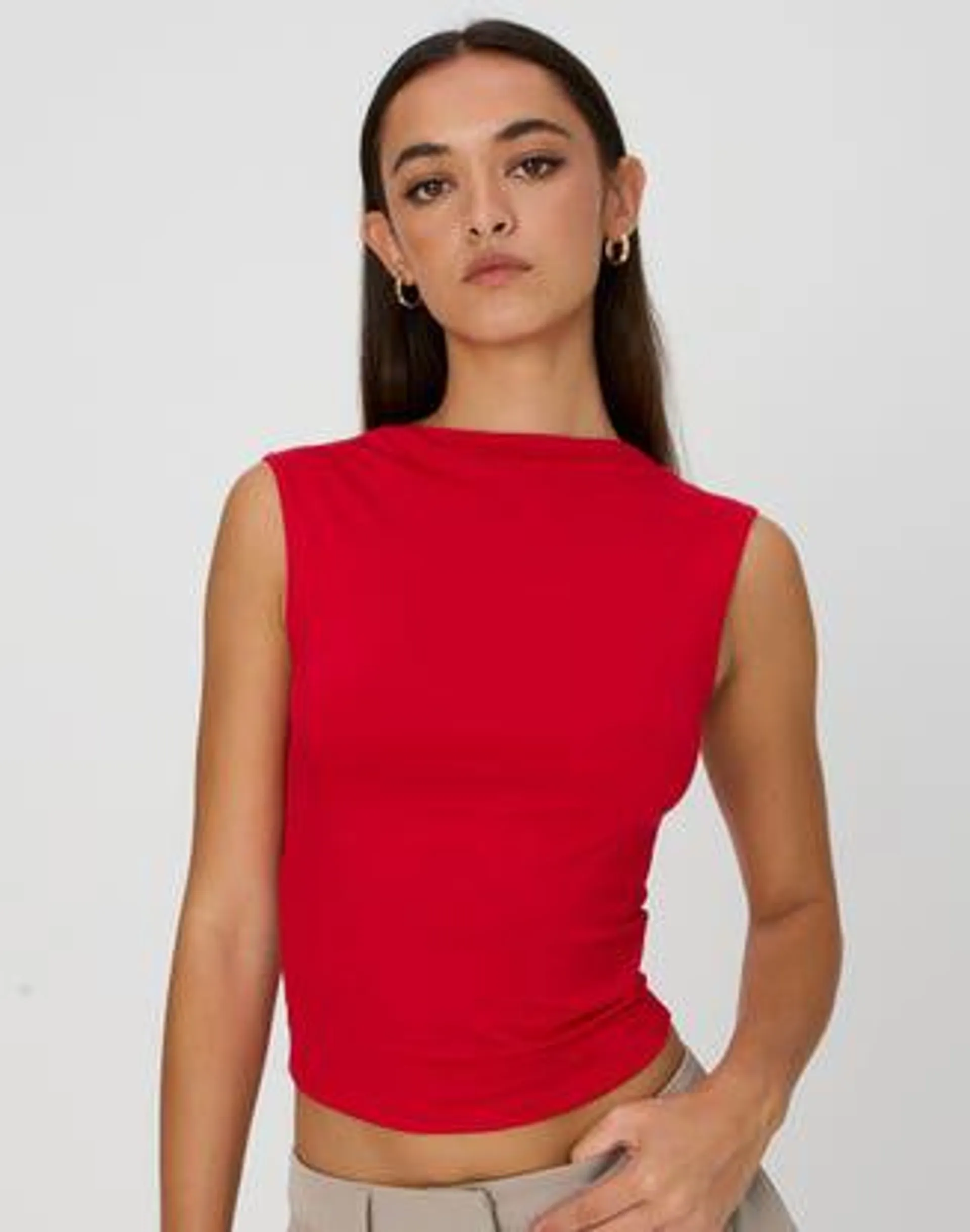 High Neck Open Back Top