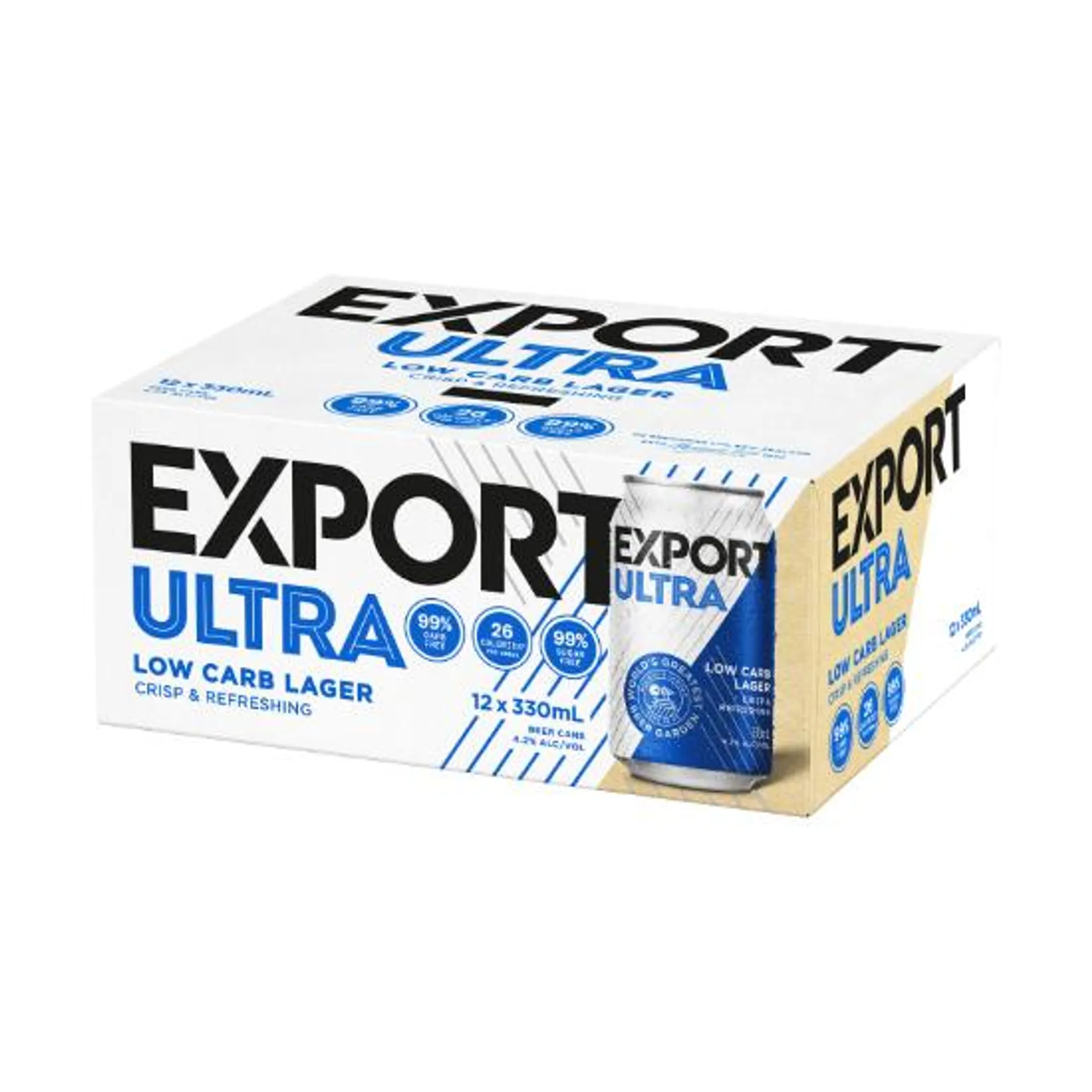 Export Ultra Low Carb Lager Cans 12x330ml