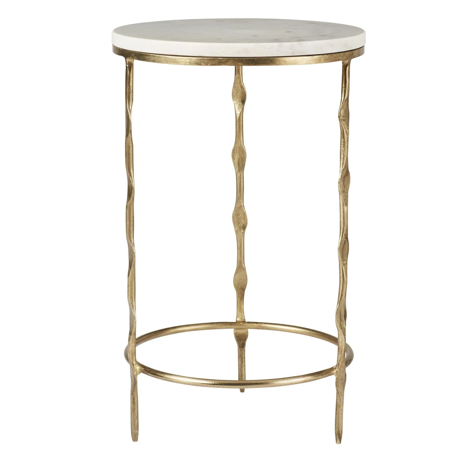 Iron Round Side Table With Marble Top 50cm
