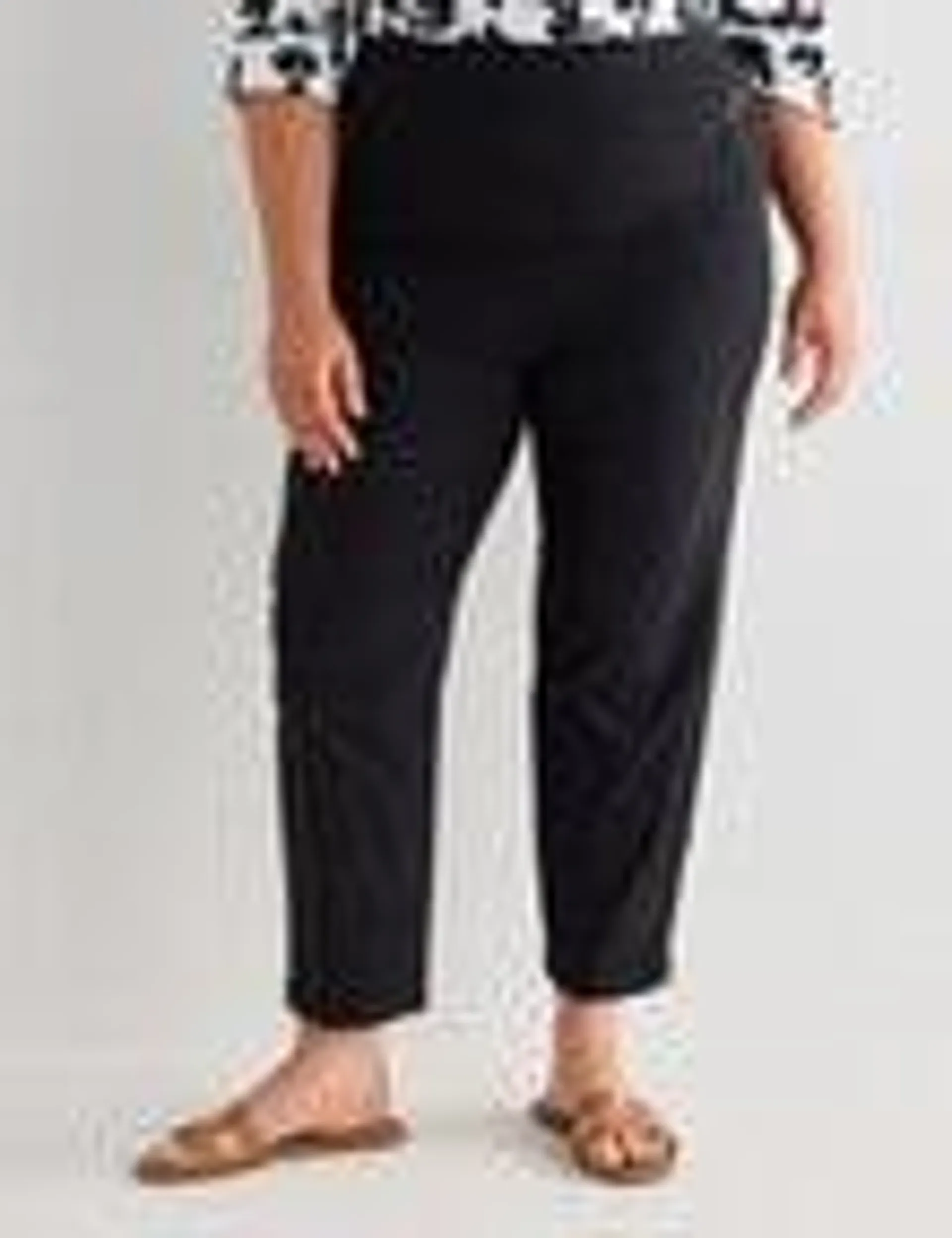 Studio Curve Rib Panel Casual Pant, Black