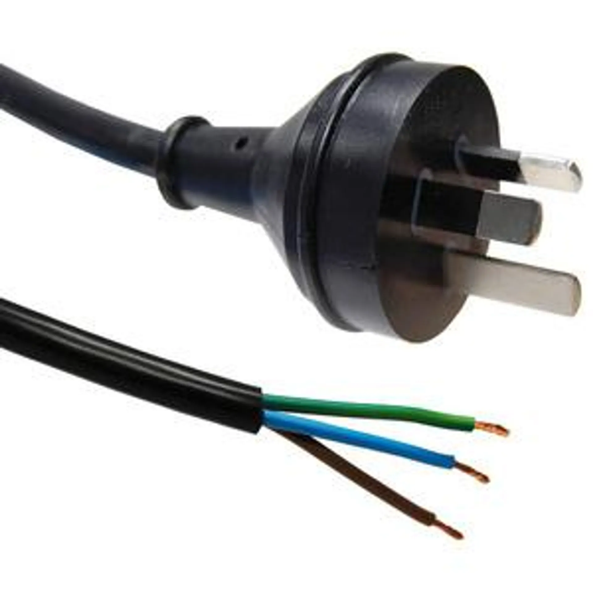 Cord Set 3m Black 1mm 3c PVC Flex 3Pin BE Plug