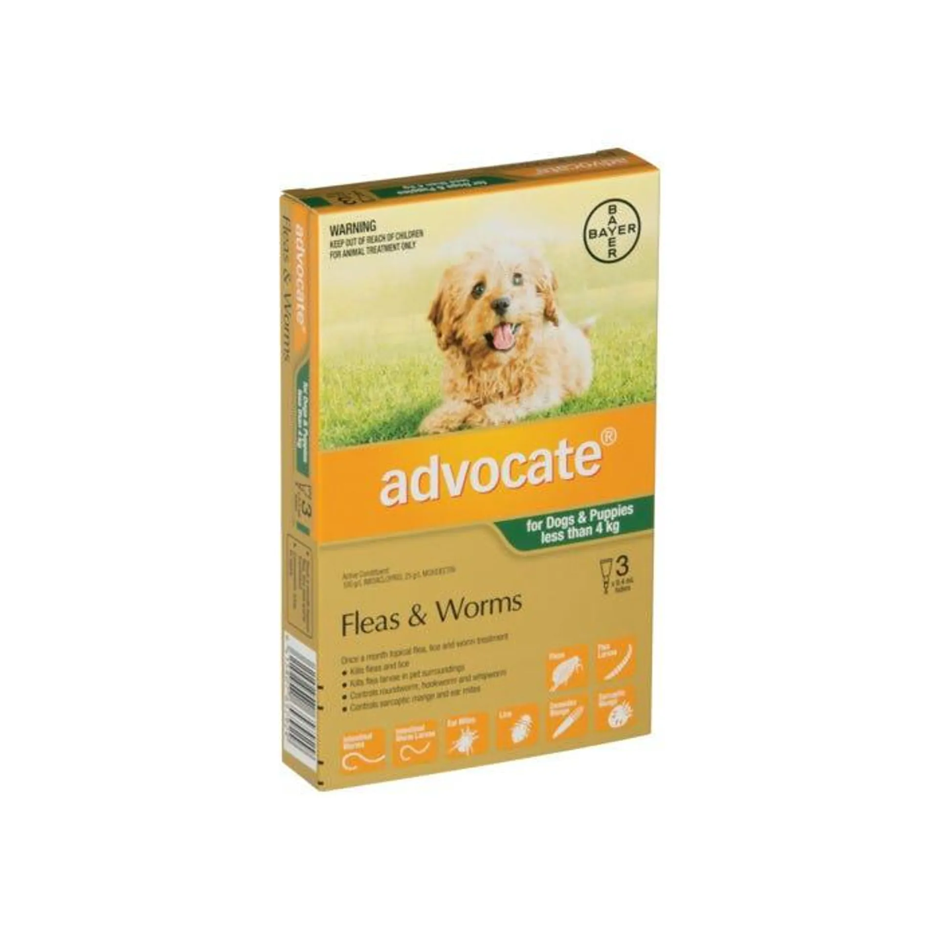 Advocate Flea Treatment For Dogs Under 4kg - 3 Pack